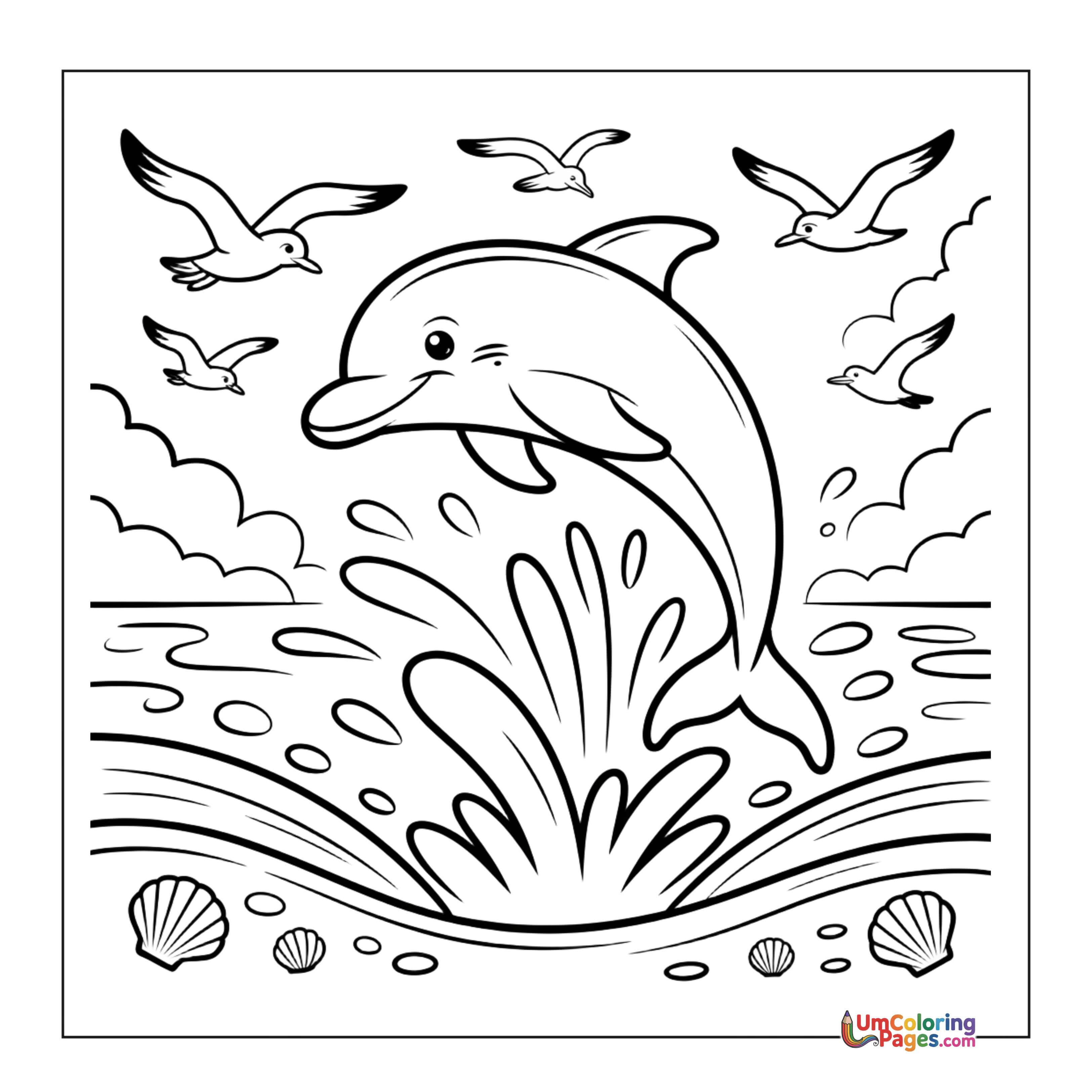 Dolphin coloring page 6 - free printable PDF