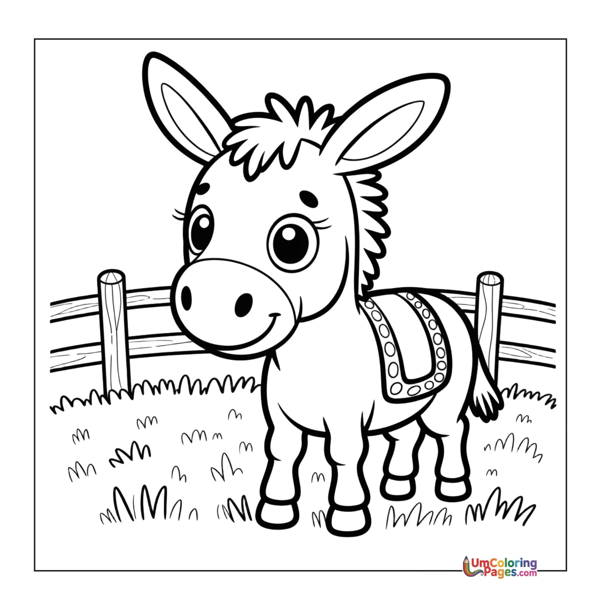 Donkey coloring page - free printable