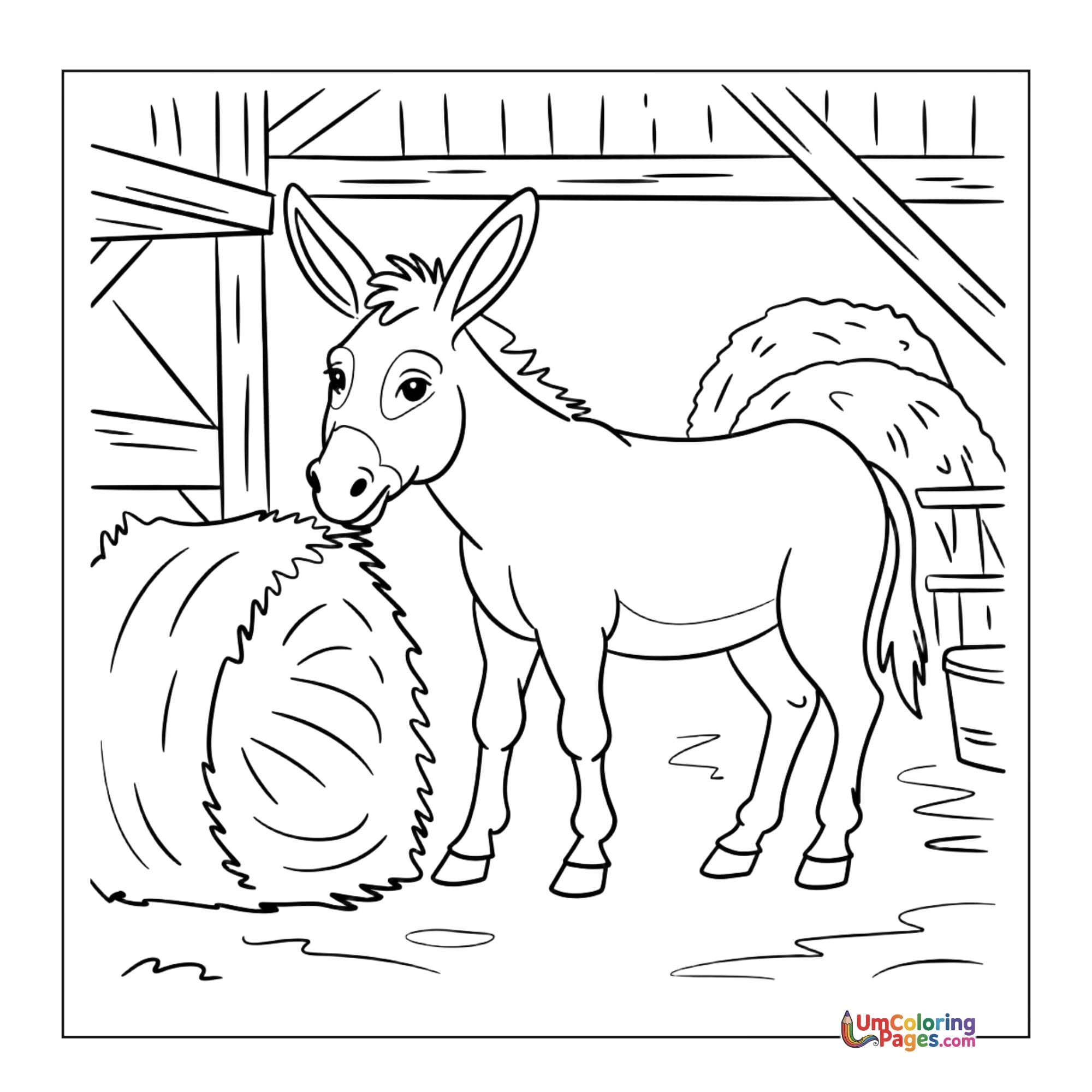 Donkey coloring page 2 - free printable PDF