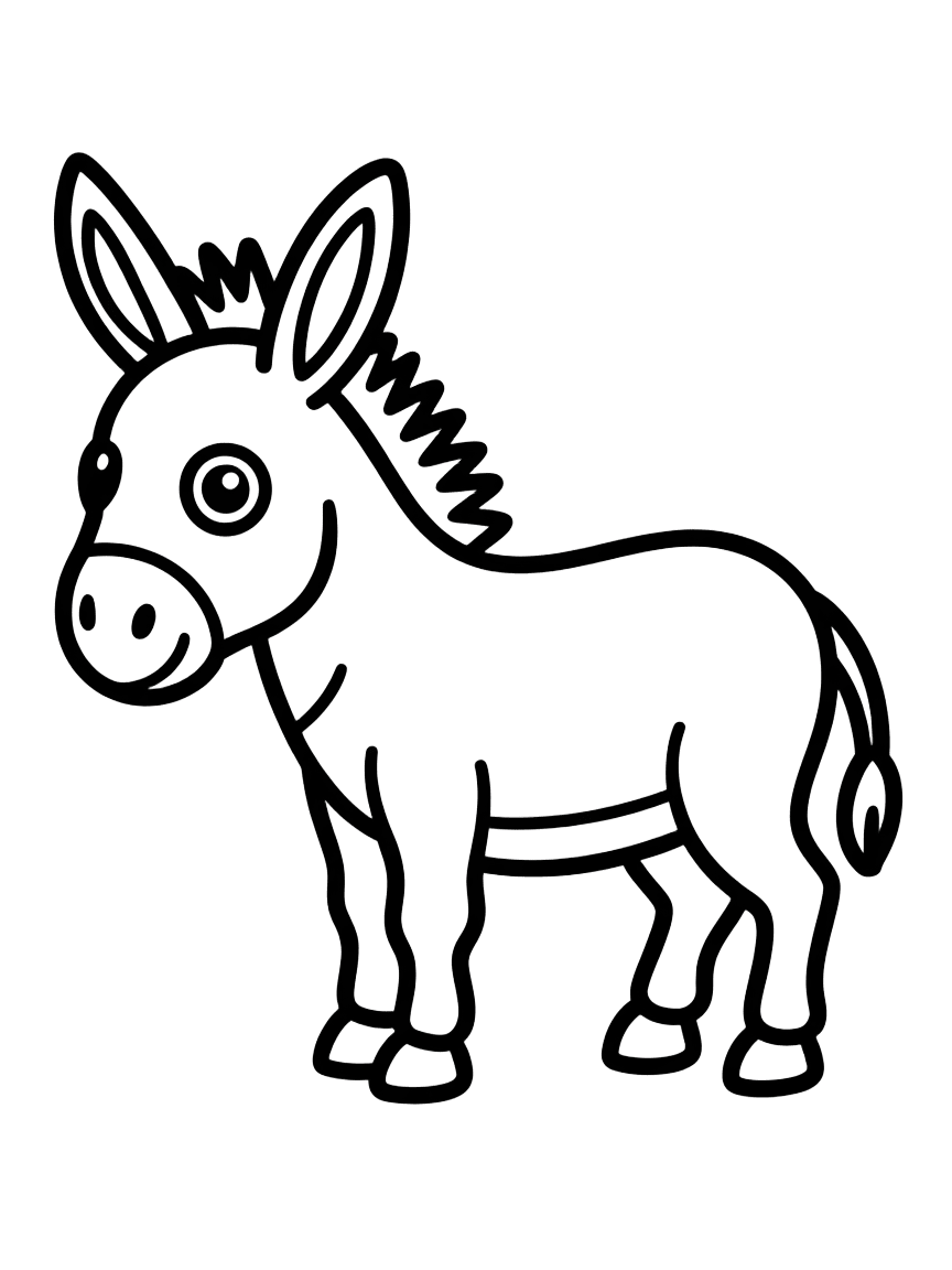 Donkey coloring page 3 - free printable PDF