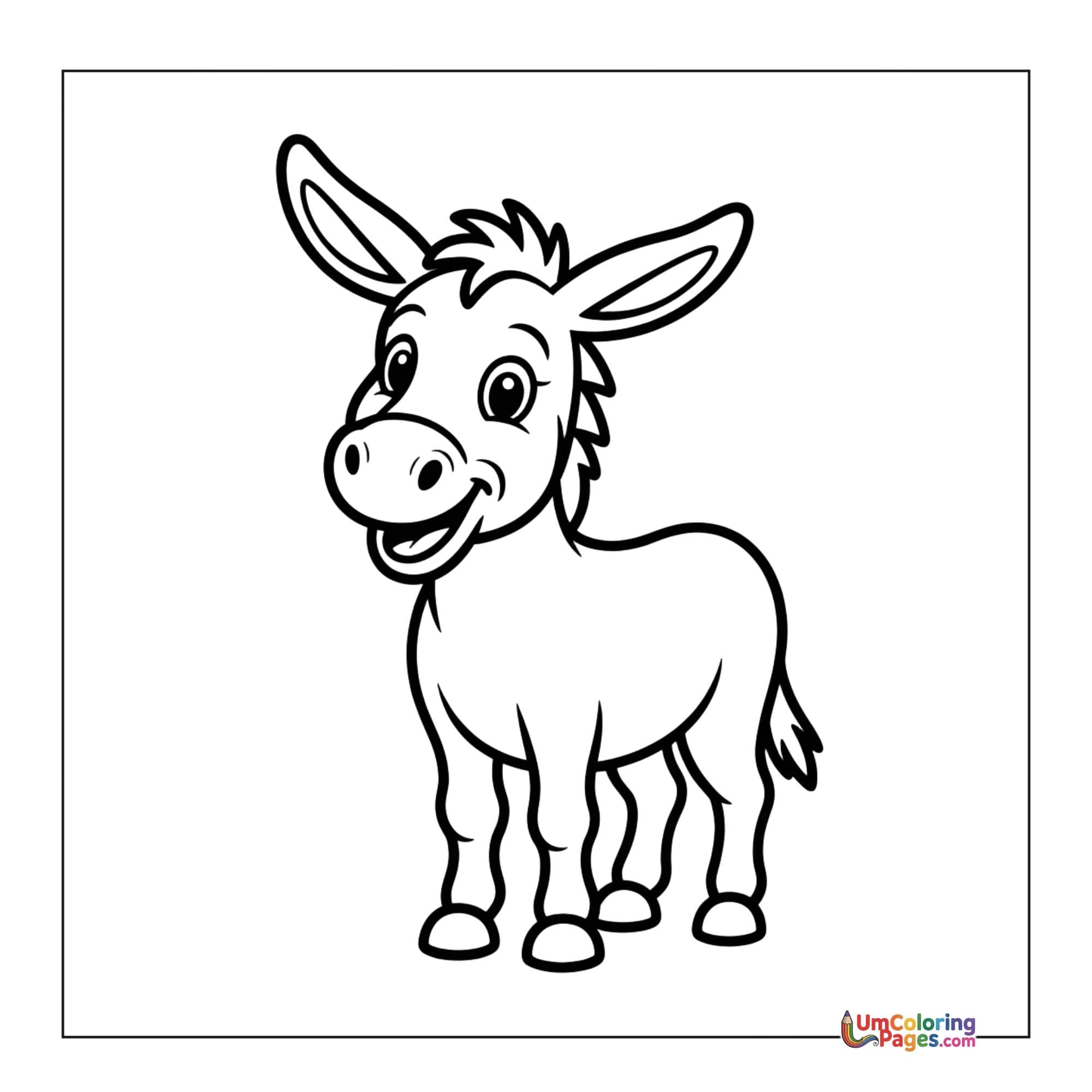 Donkey coloring page 4 - free printable PDF
