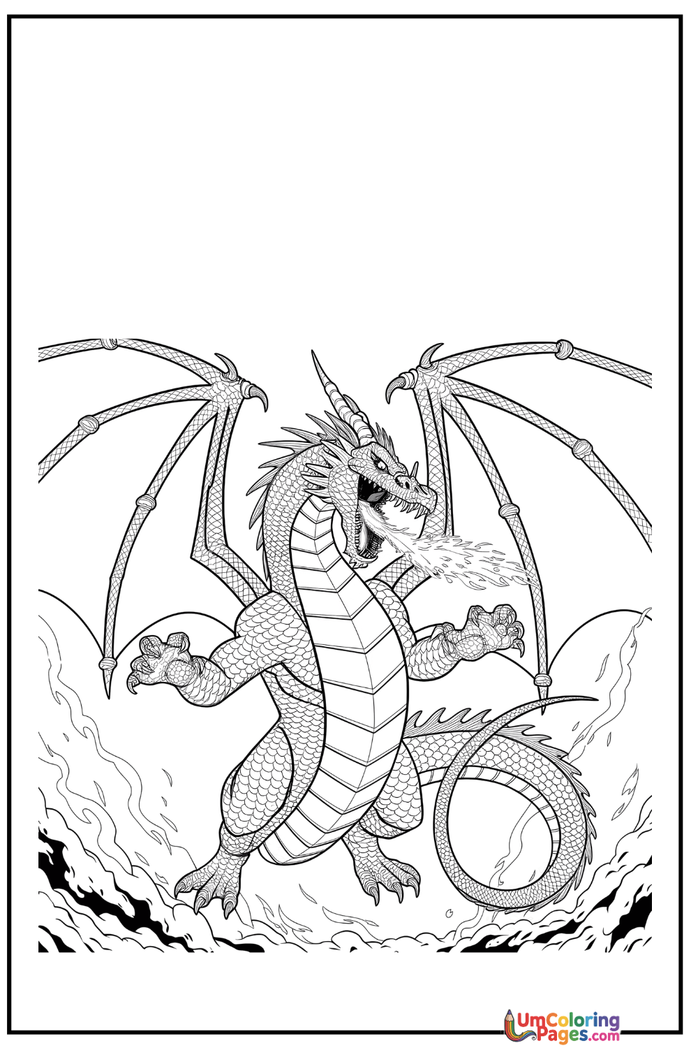 Dragon coloring page - free printable