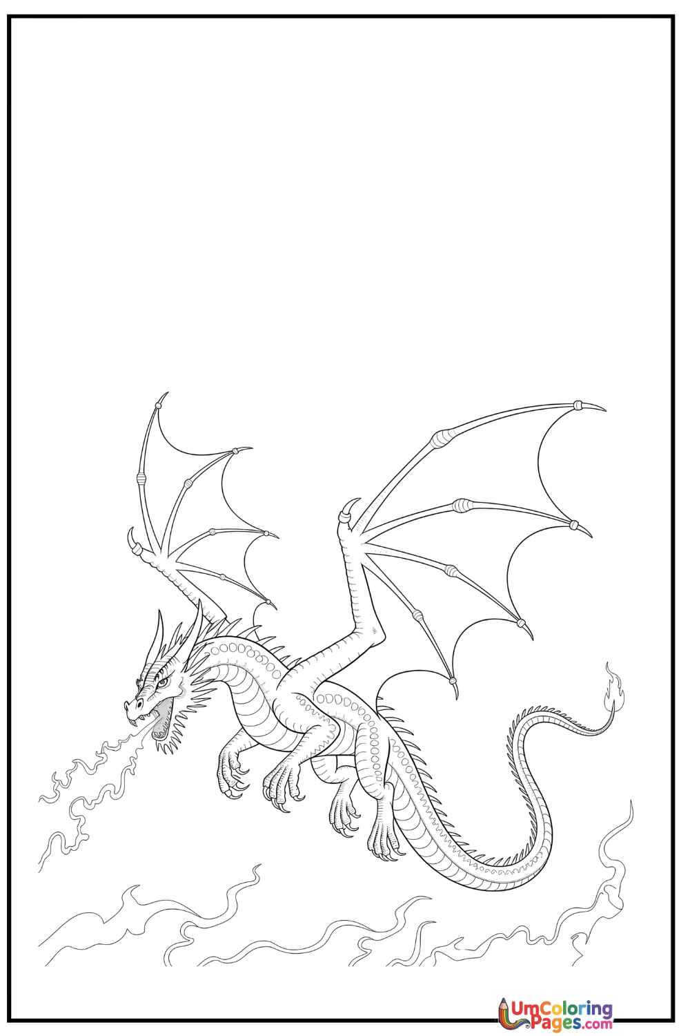 Dragon coloring page 4 - free printable PDF