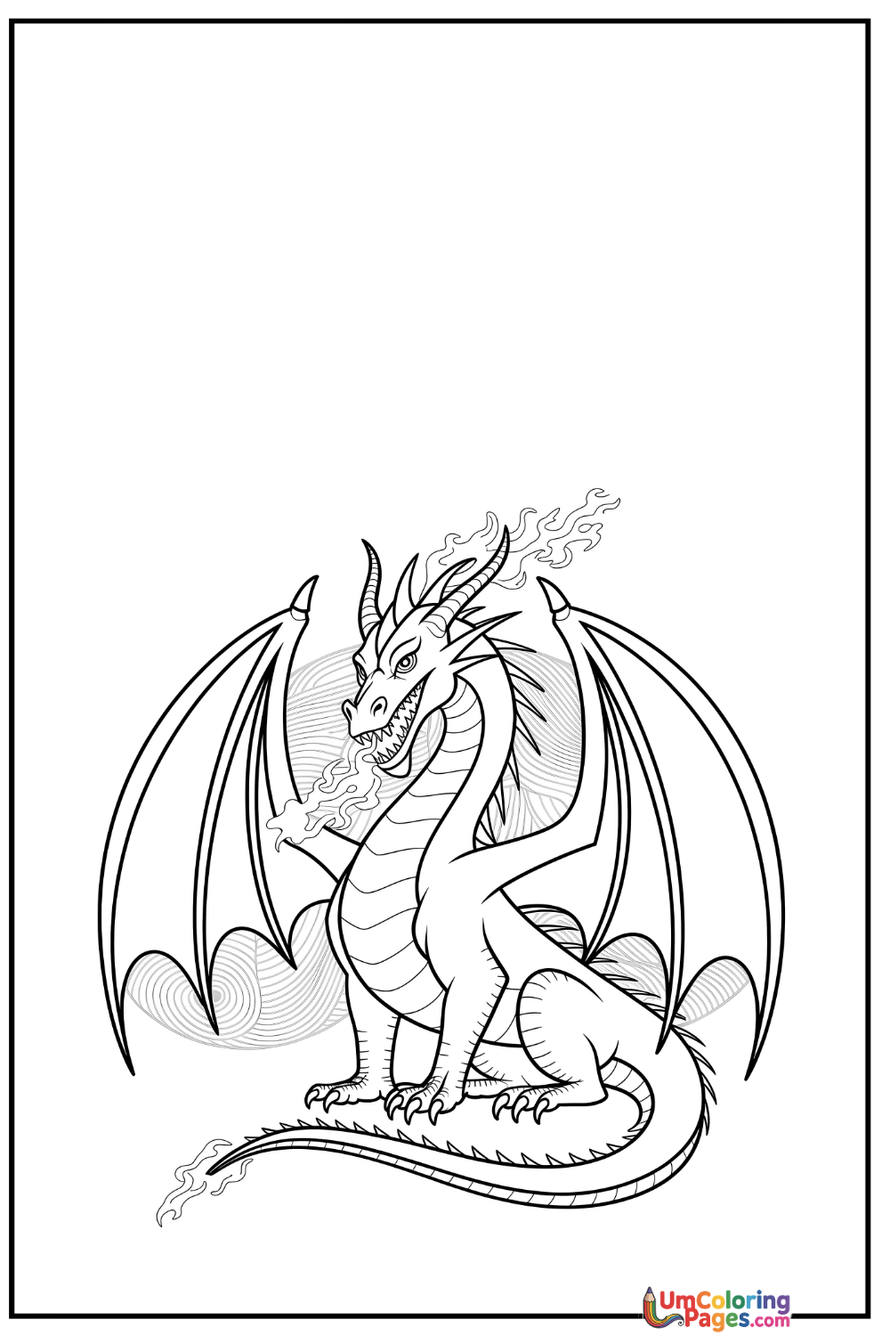 Dragon coloring page 5 - free printable PDF
