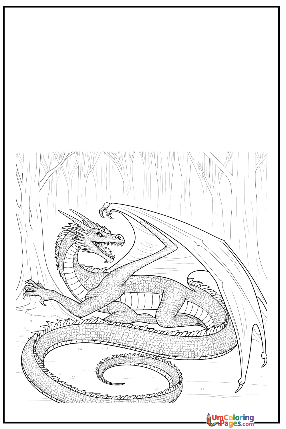 Dragon coloring page 6 - free printable PDF