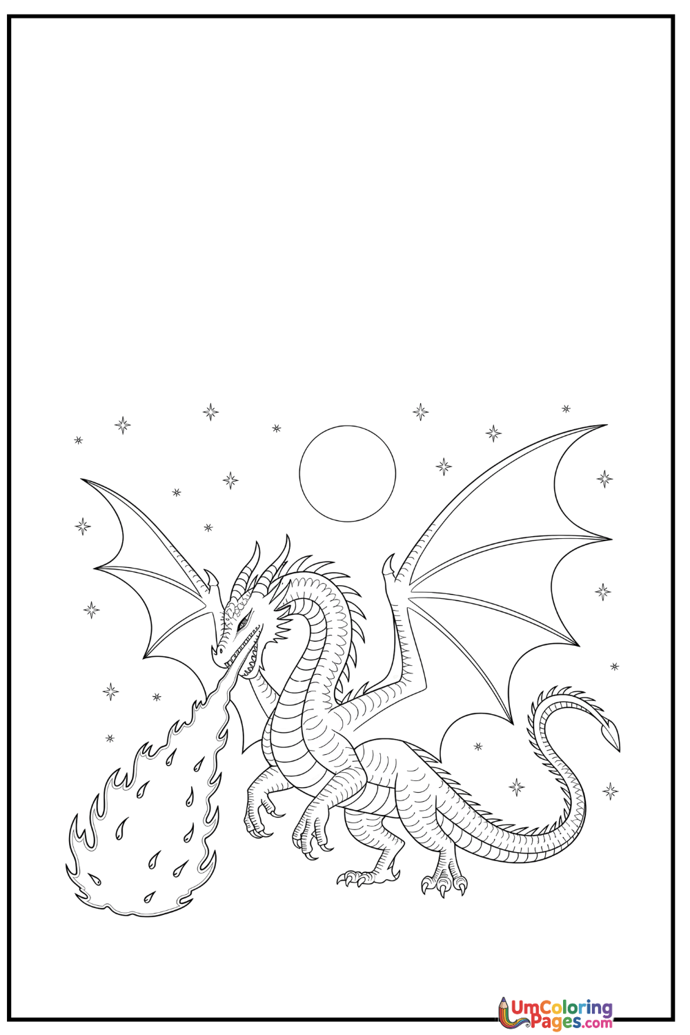Dragon coloring page 7 - free printable PDF