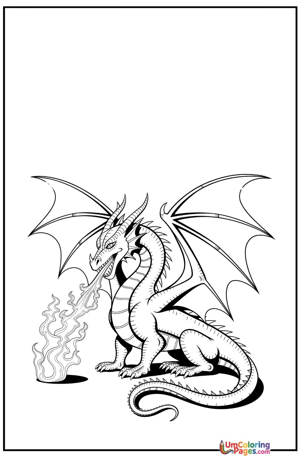 Dragon coloring page 8 - free printable PDF