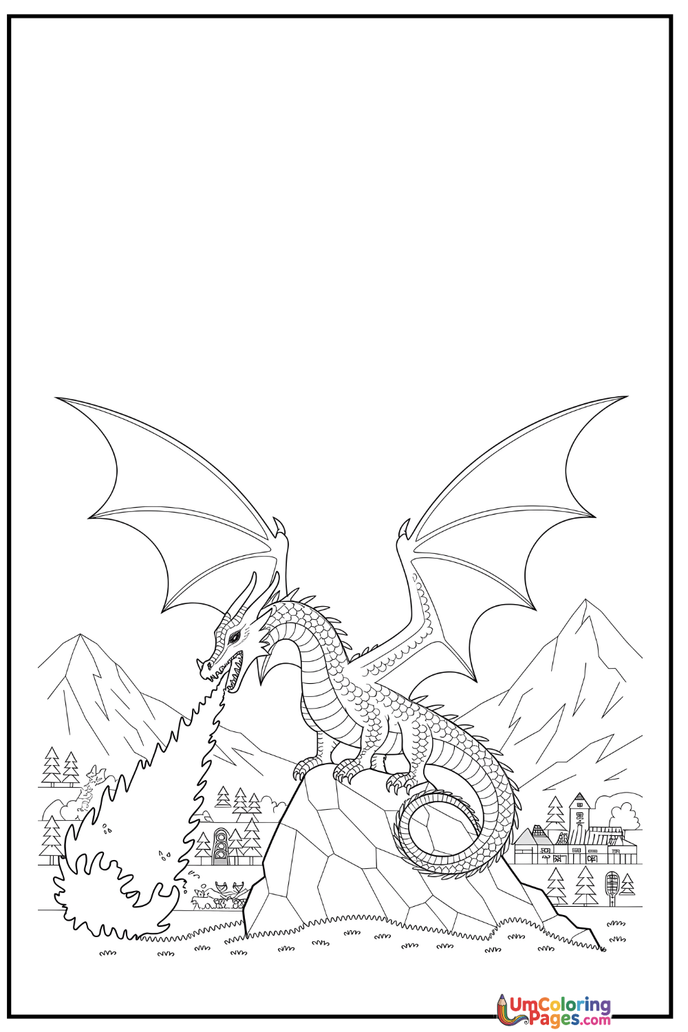 Dragon coloring page 9 - free printable PDF