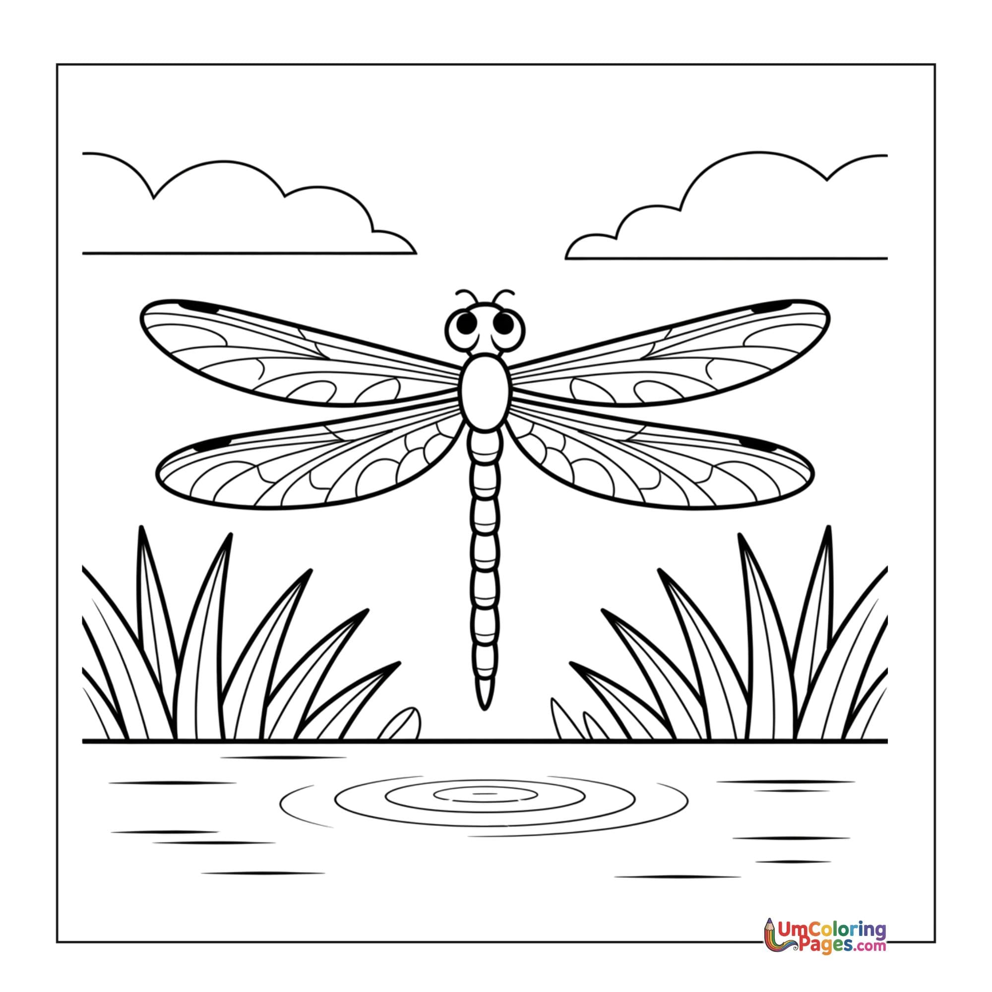 Dragonfly coloring page 2 - free printable PDF