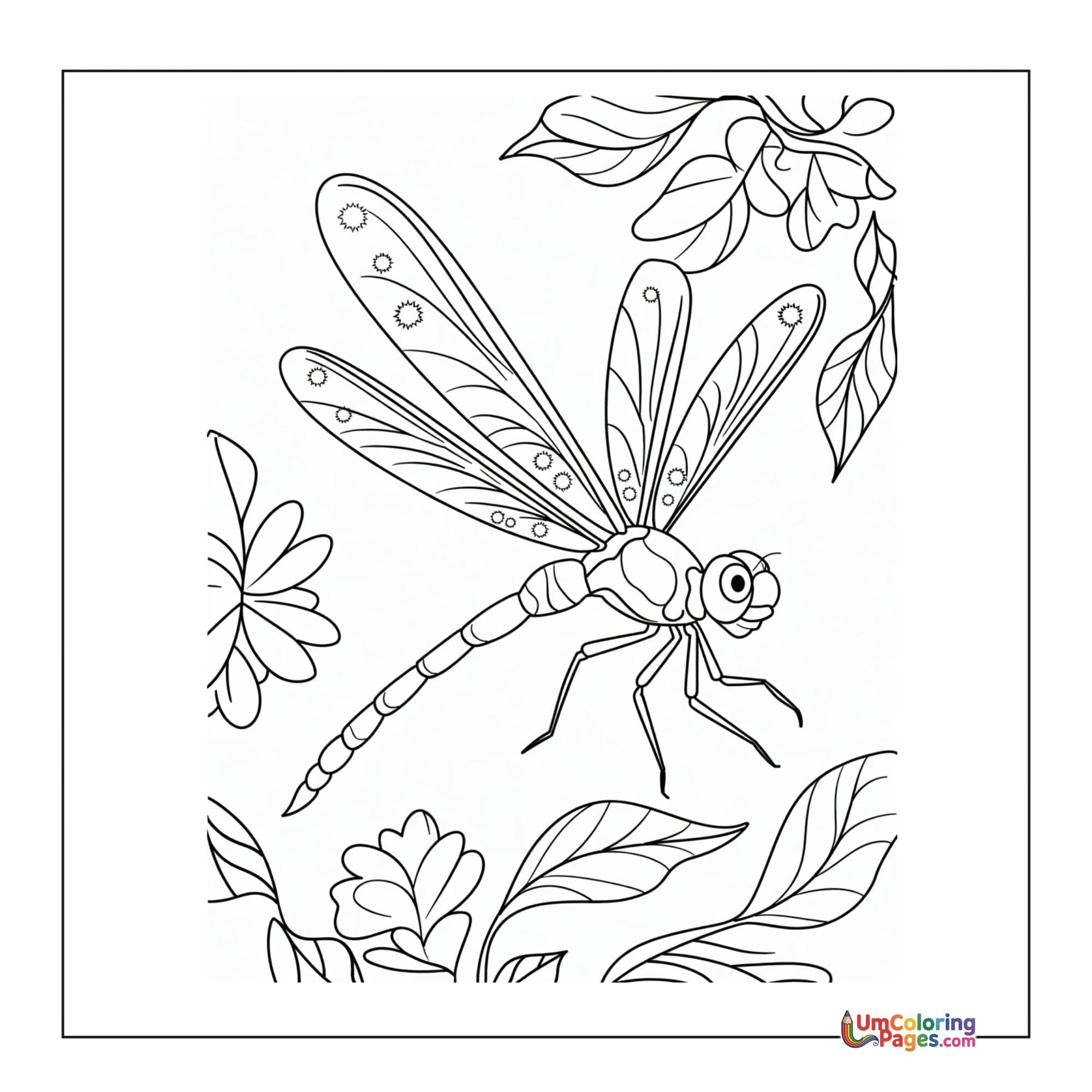 Dragonfly coloring page 3 - free printable PDF