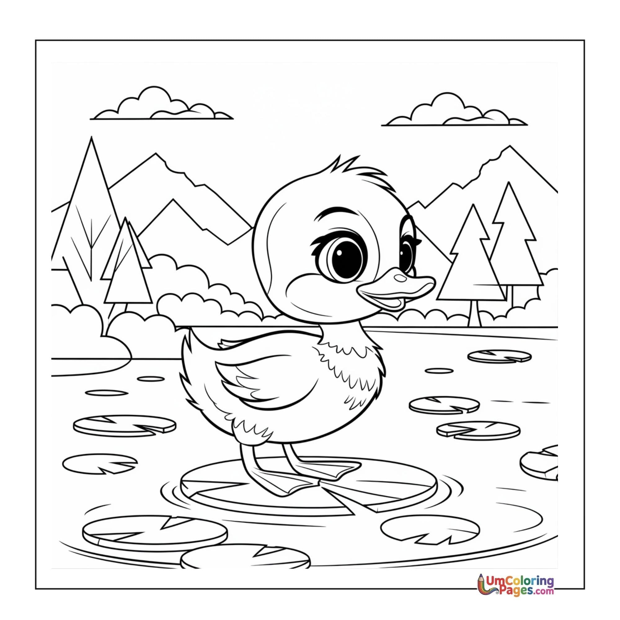 Duckling coloring page 2 - free printable PDF