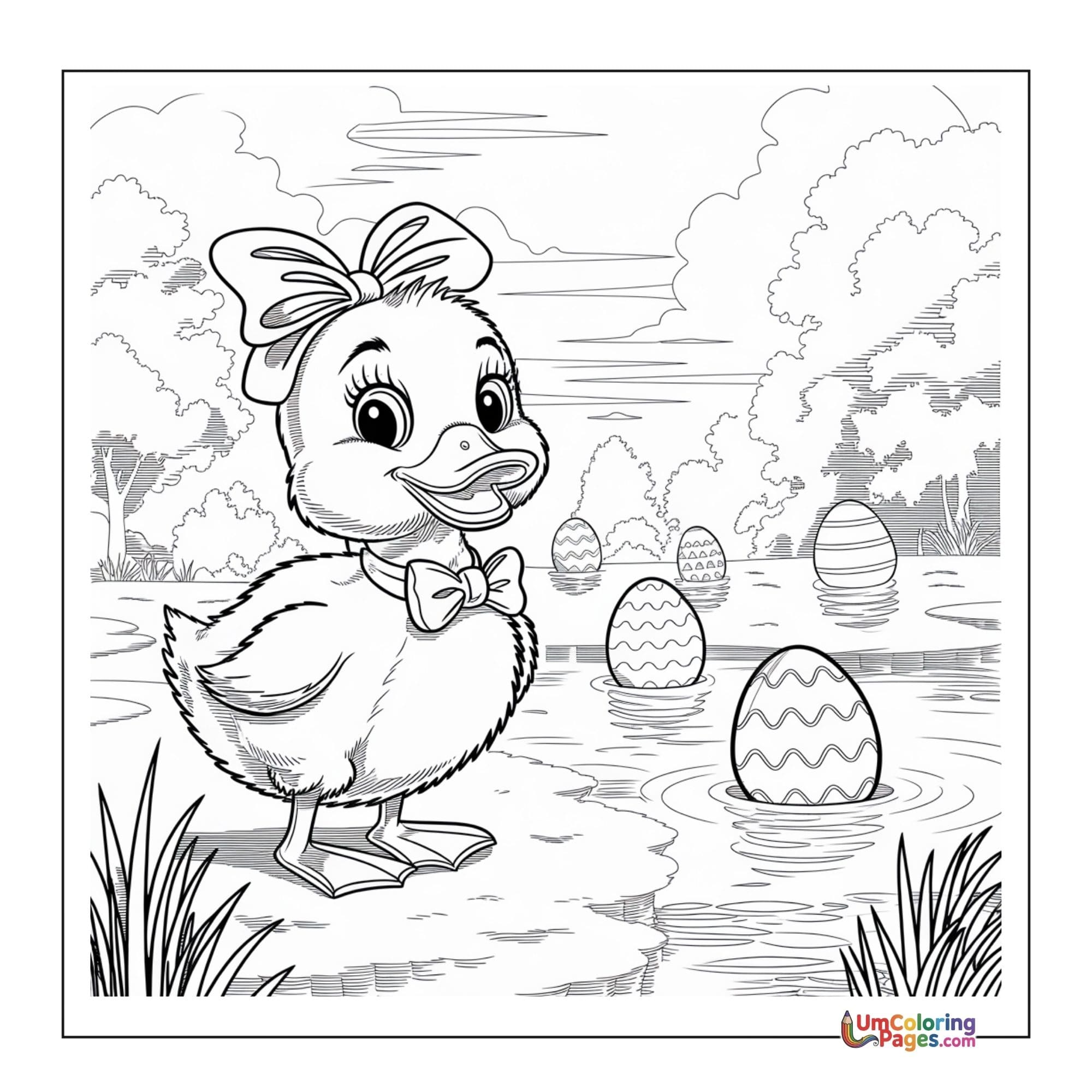 Duckling coloring page 3 - free printable PDF