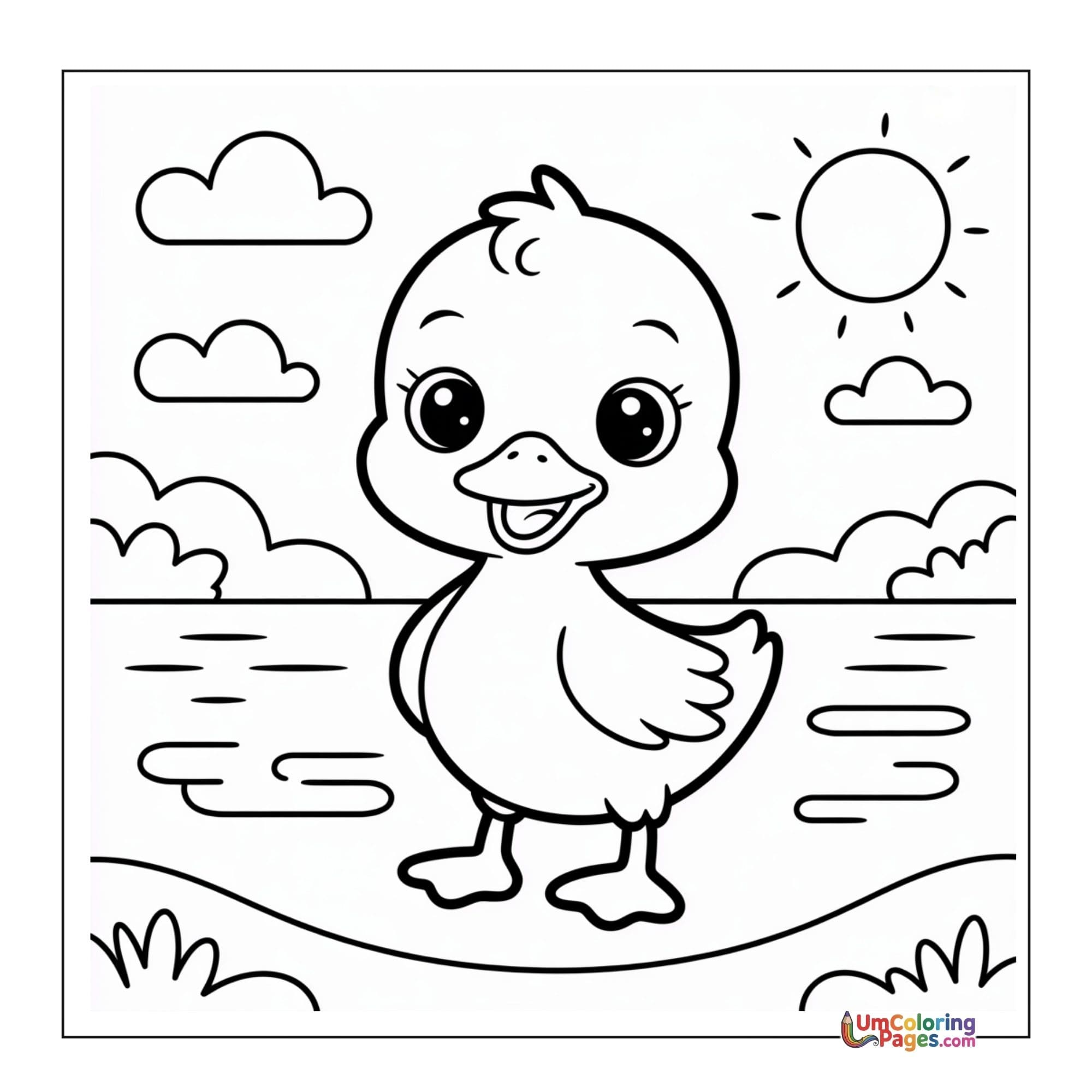 Duckling coloring page 6 - free printable PDF