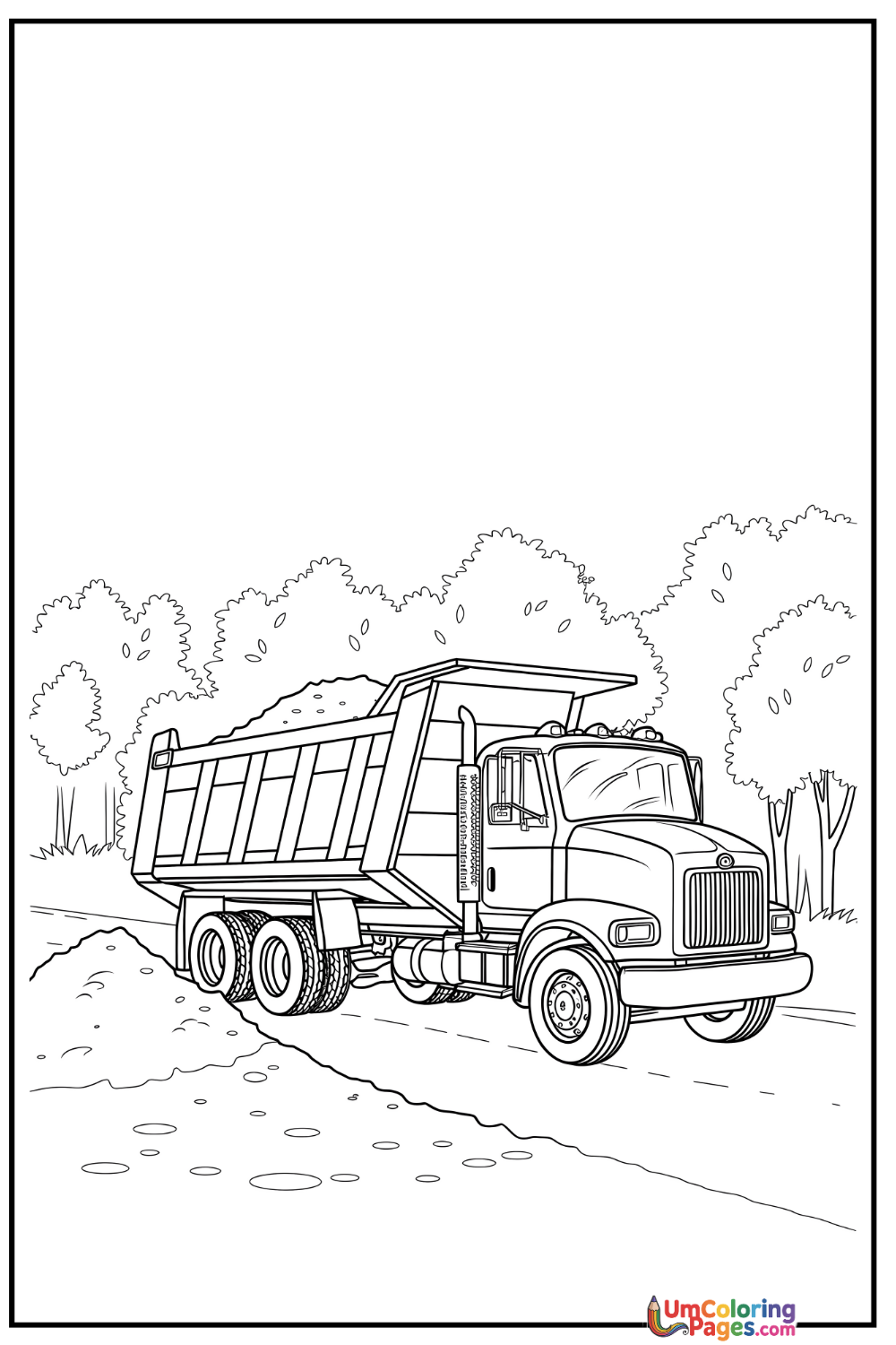 Dump Truck coloring page 4 - free printable PDF