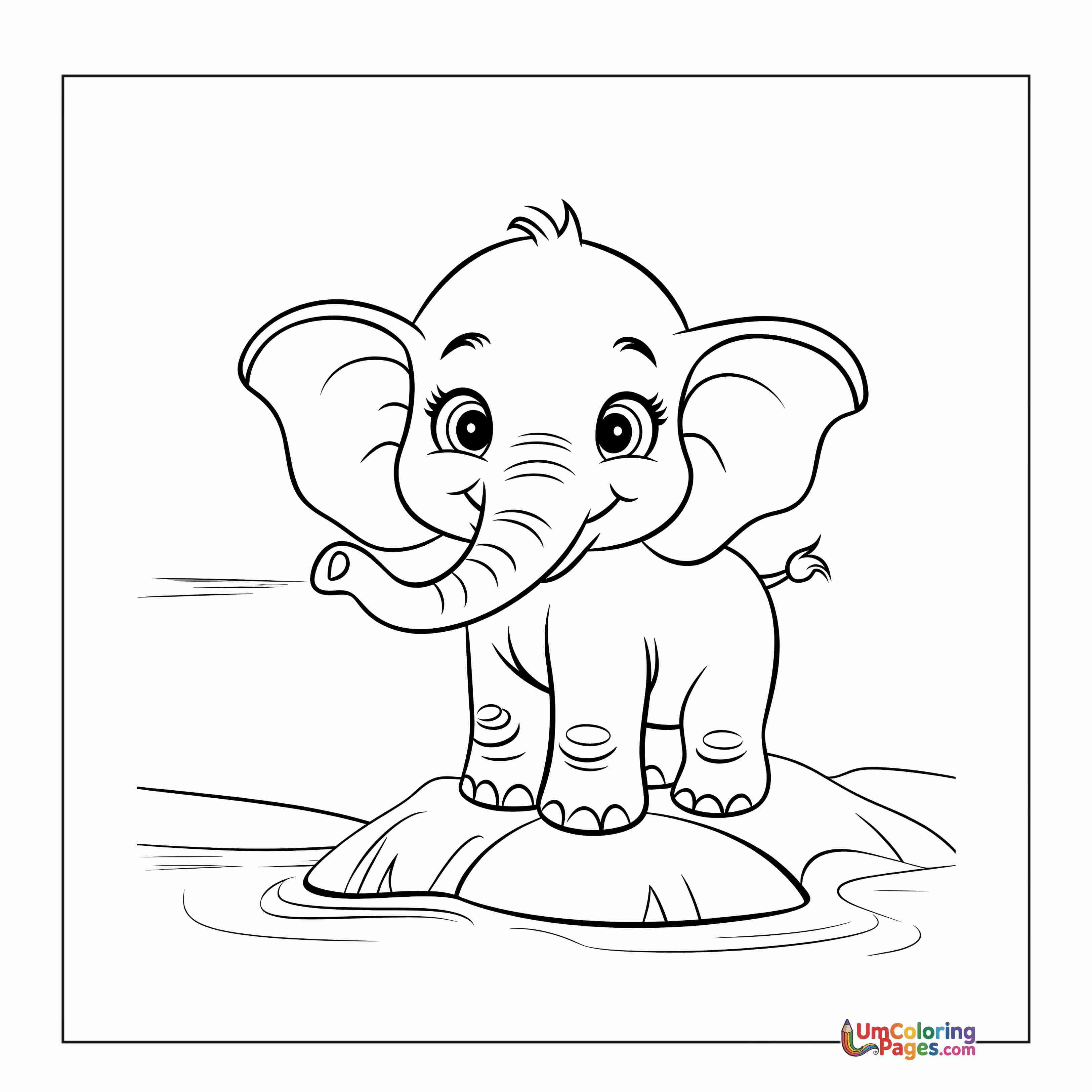 Elephant coloring page 2 - free printable PDF