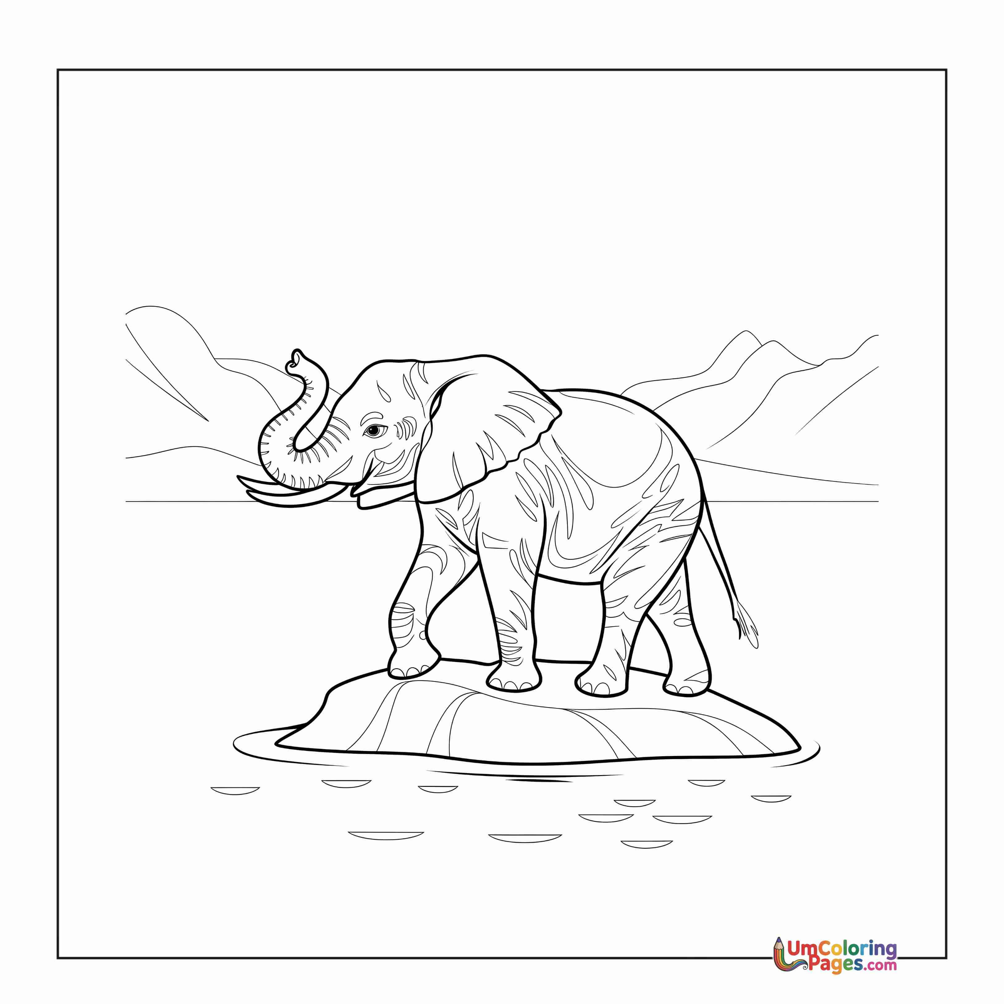 Elephant coloring page 3 - free printable PDF