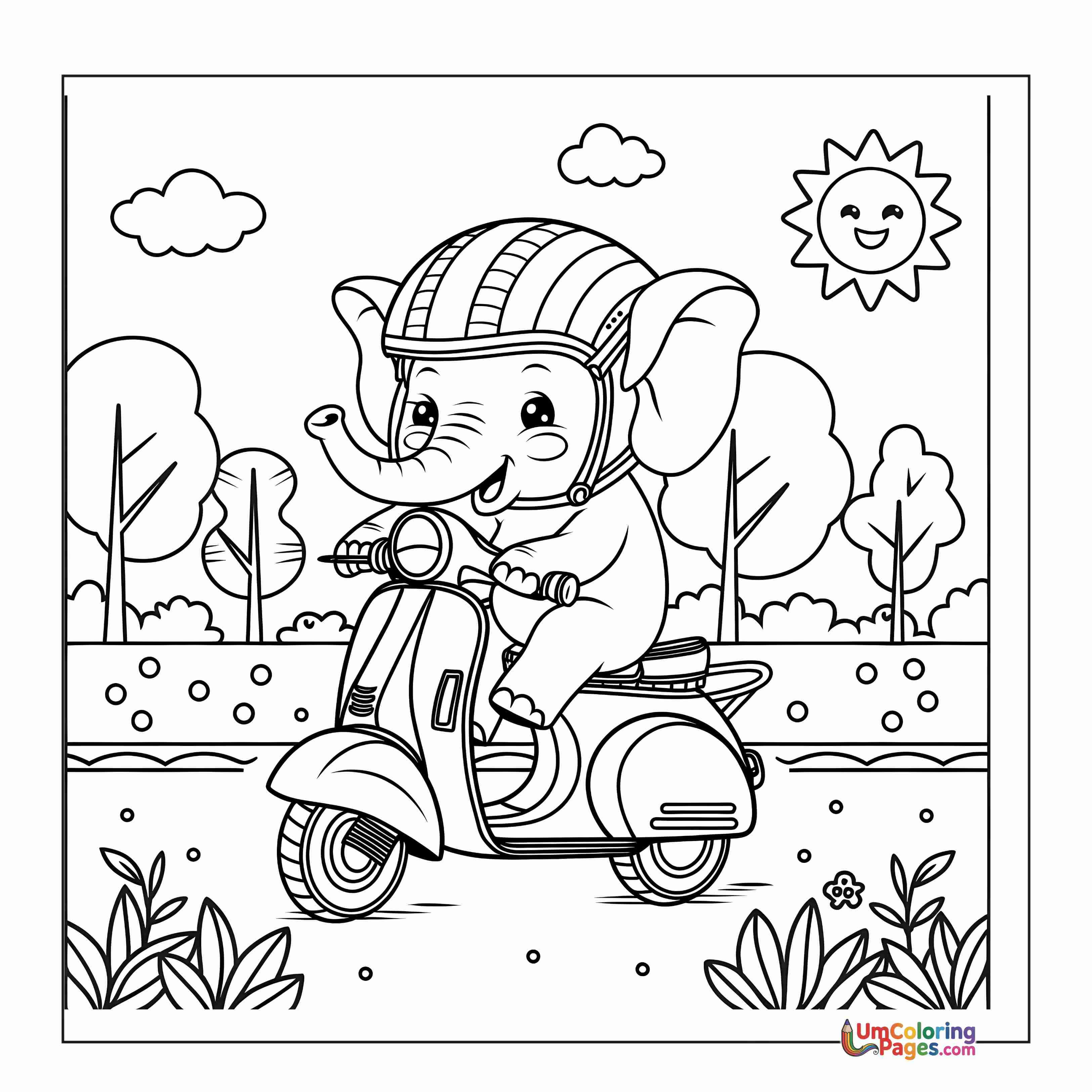 Elephant coloring page 4 - free printable PDF