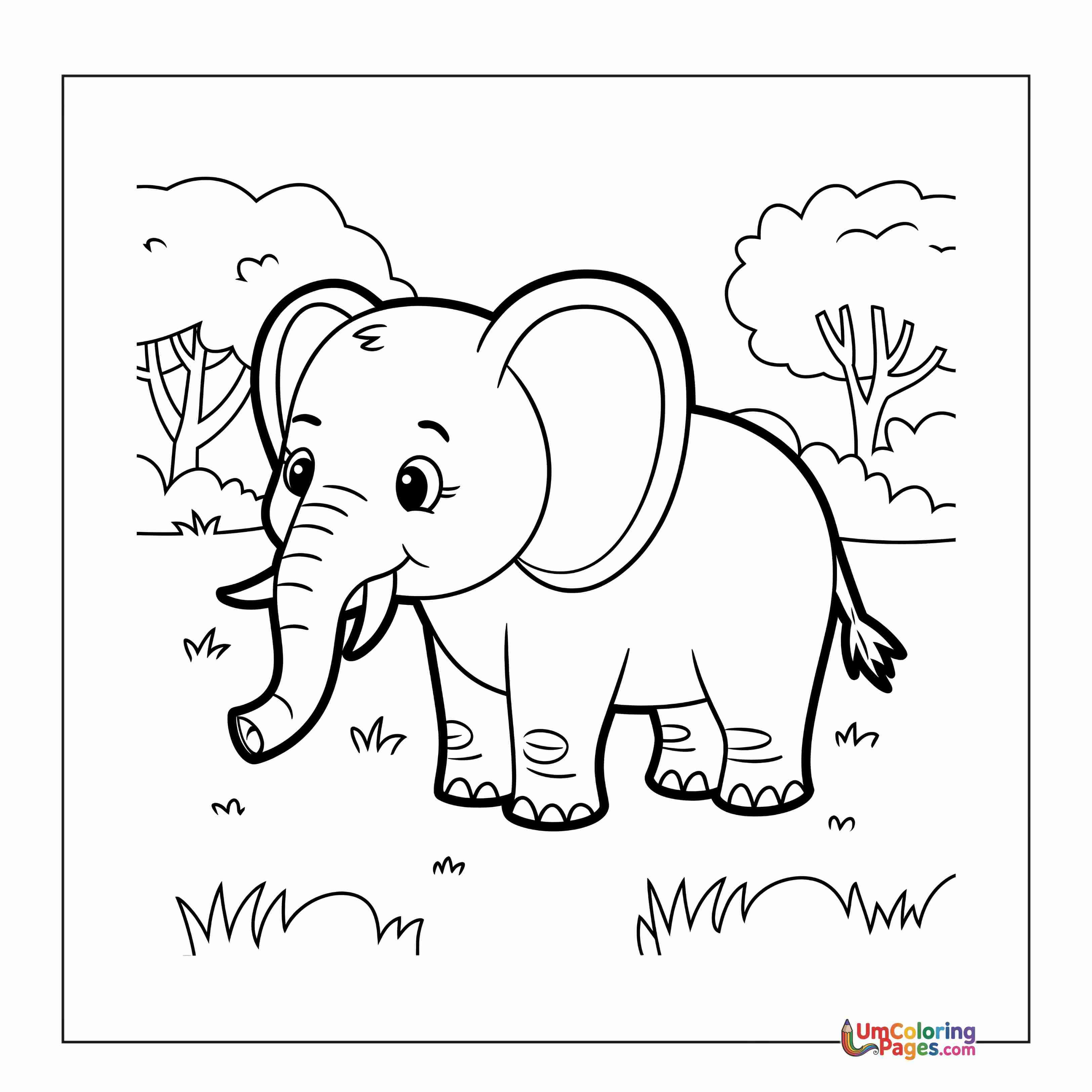 Elephant coloring page 5 - free printable PDF