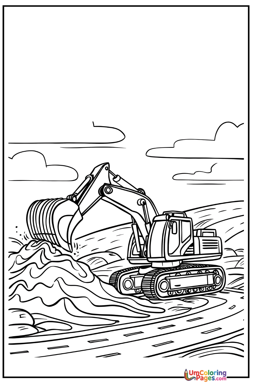 Excavator coloring page 3 - free printable PDF