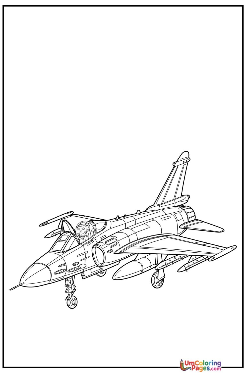 Fighter Jet coloring page 3 - free printable PDF