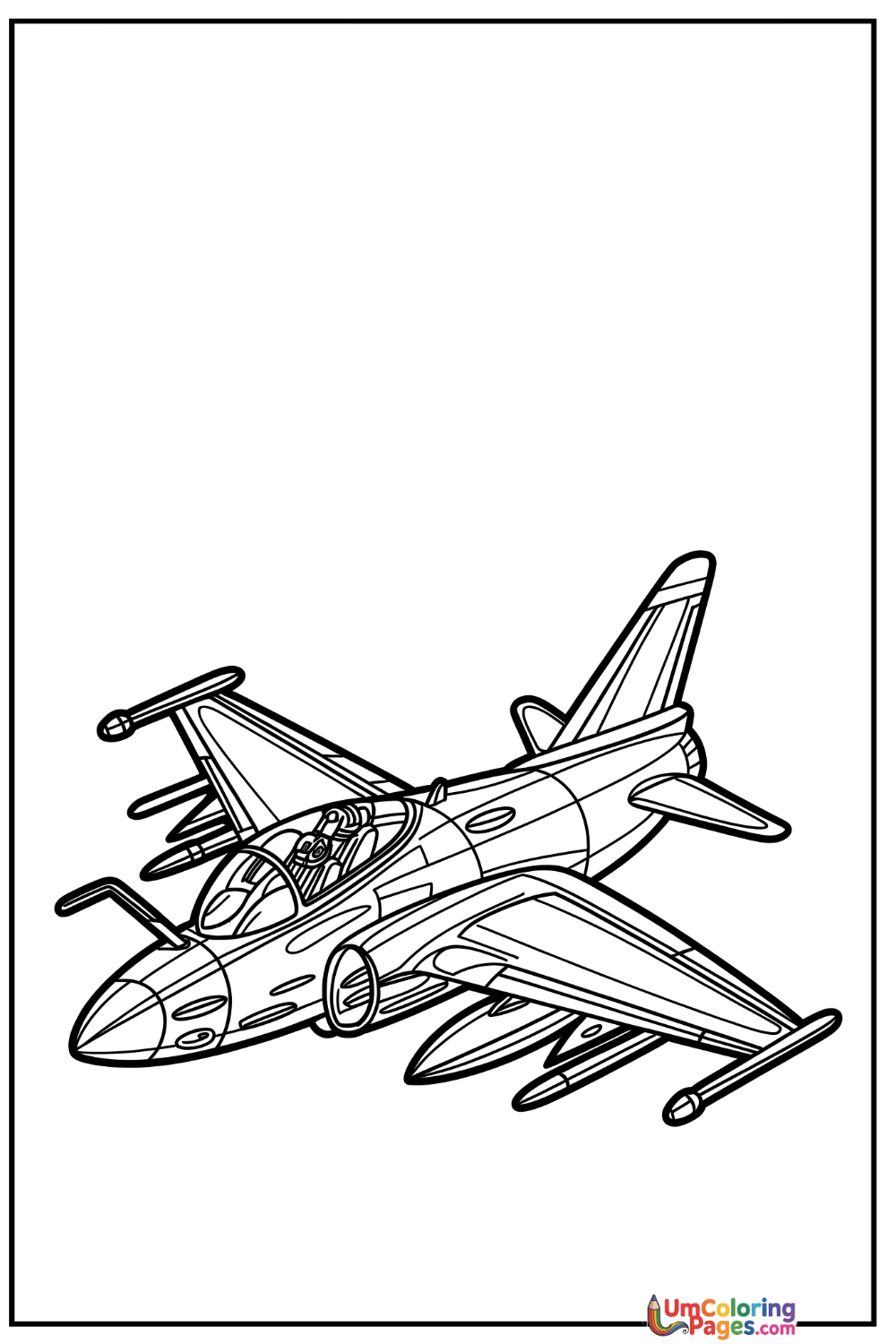 Fighter Jet coloring page 4 - free printable PDF