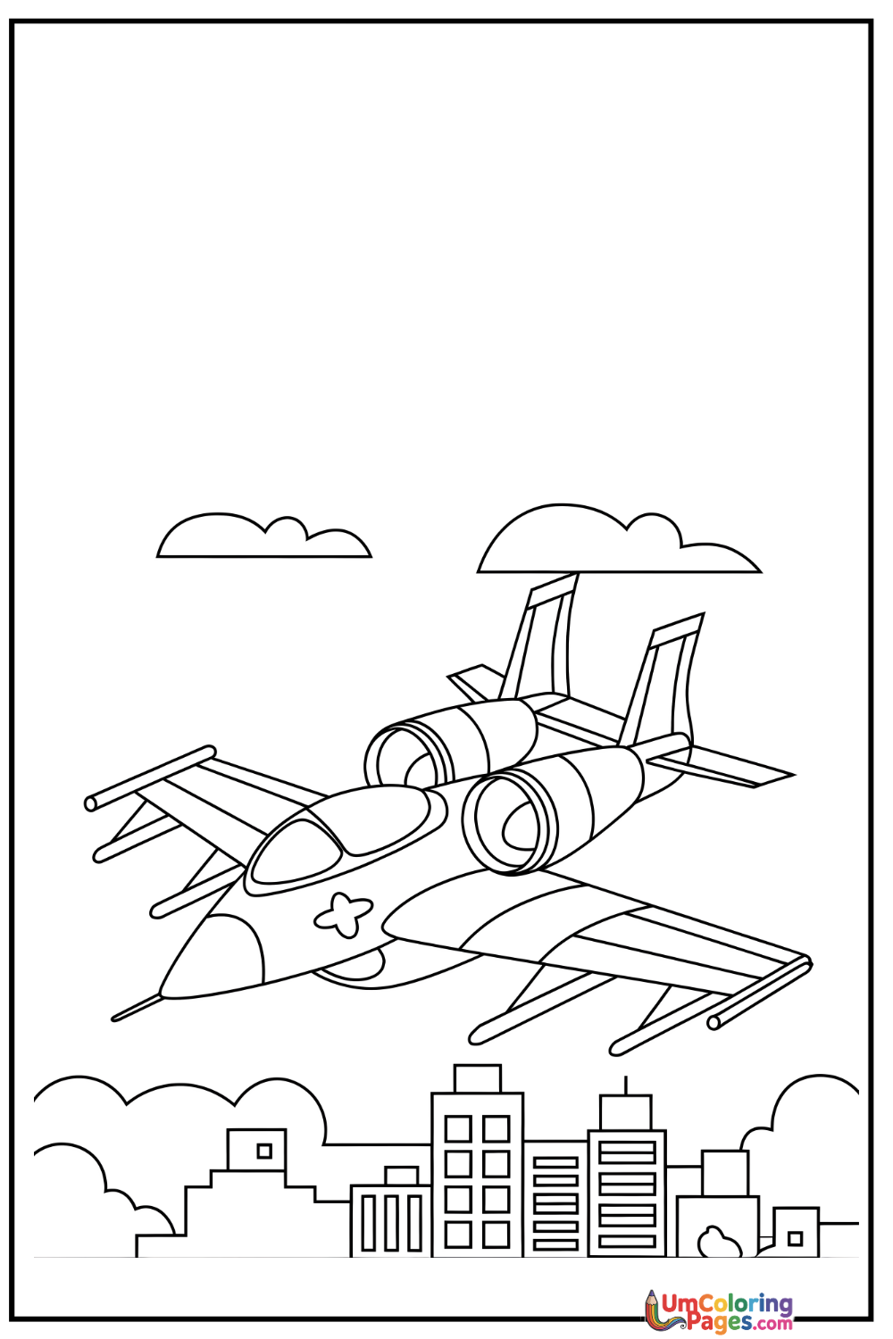 Fighter Jet coloring page 5 - free printable PDF