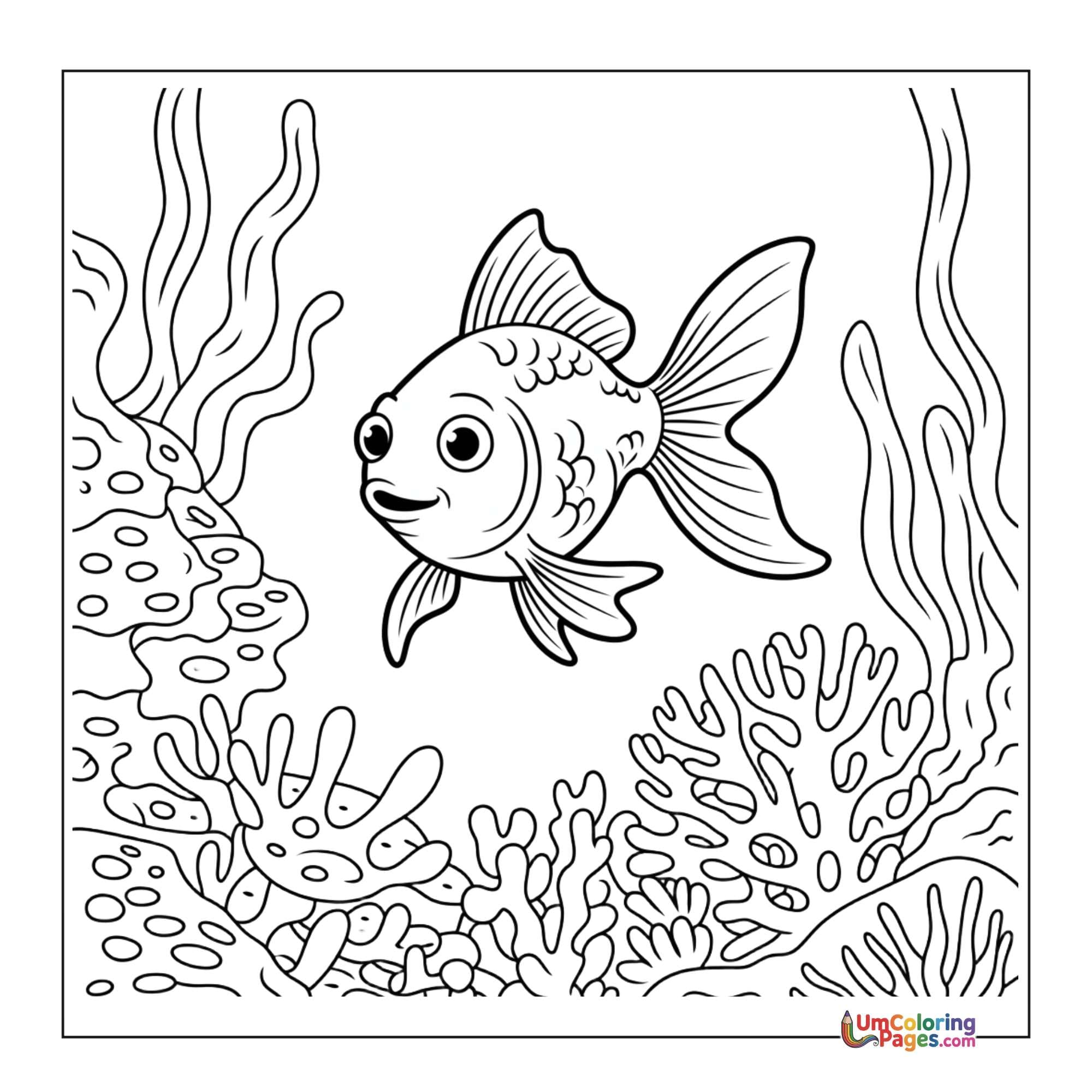 Fish coloring page 3 - free printable PDF