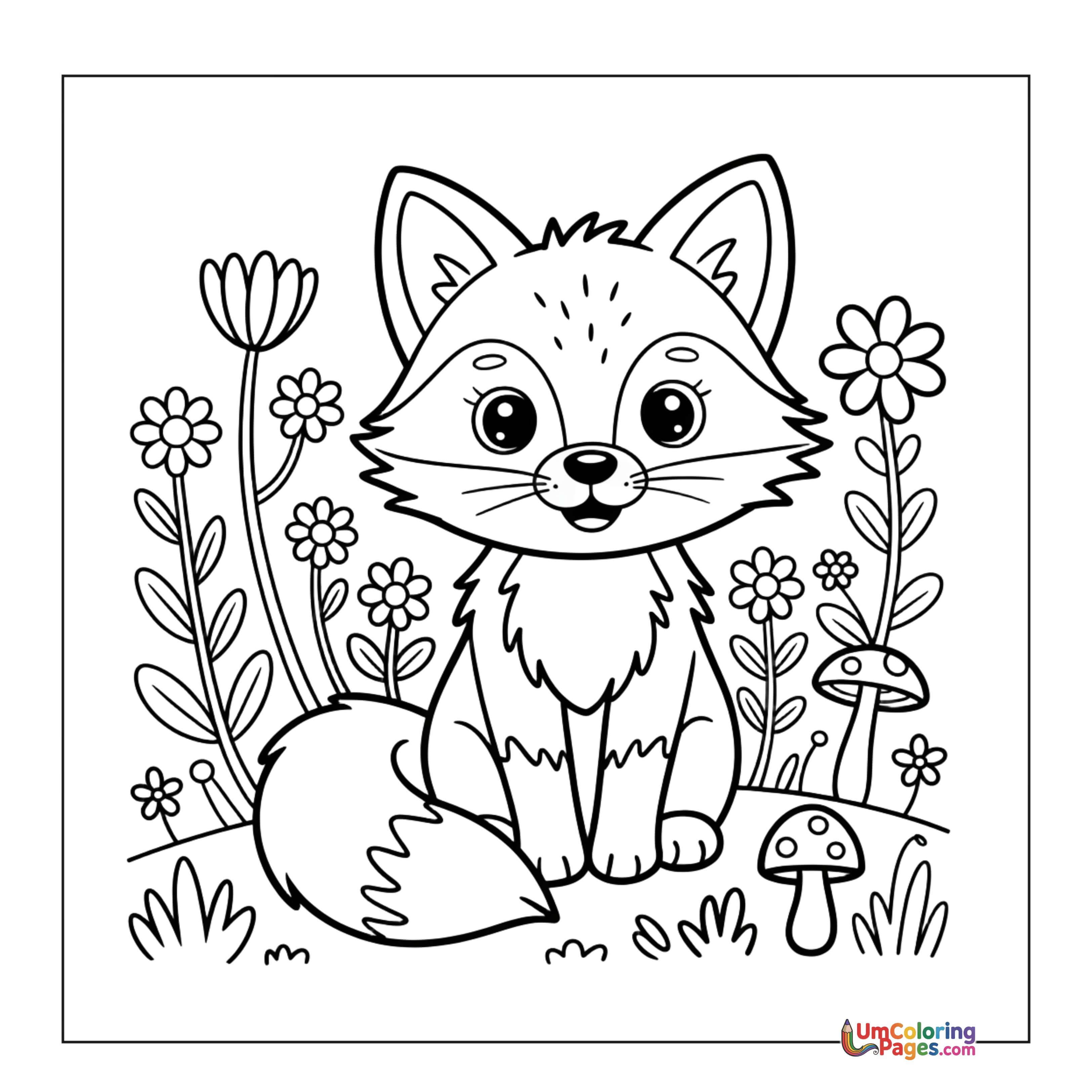 Fox coloring page 2 - free printable PDF