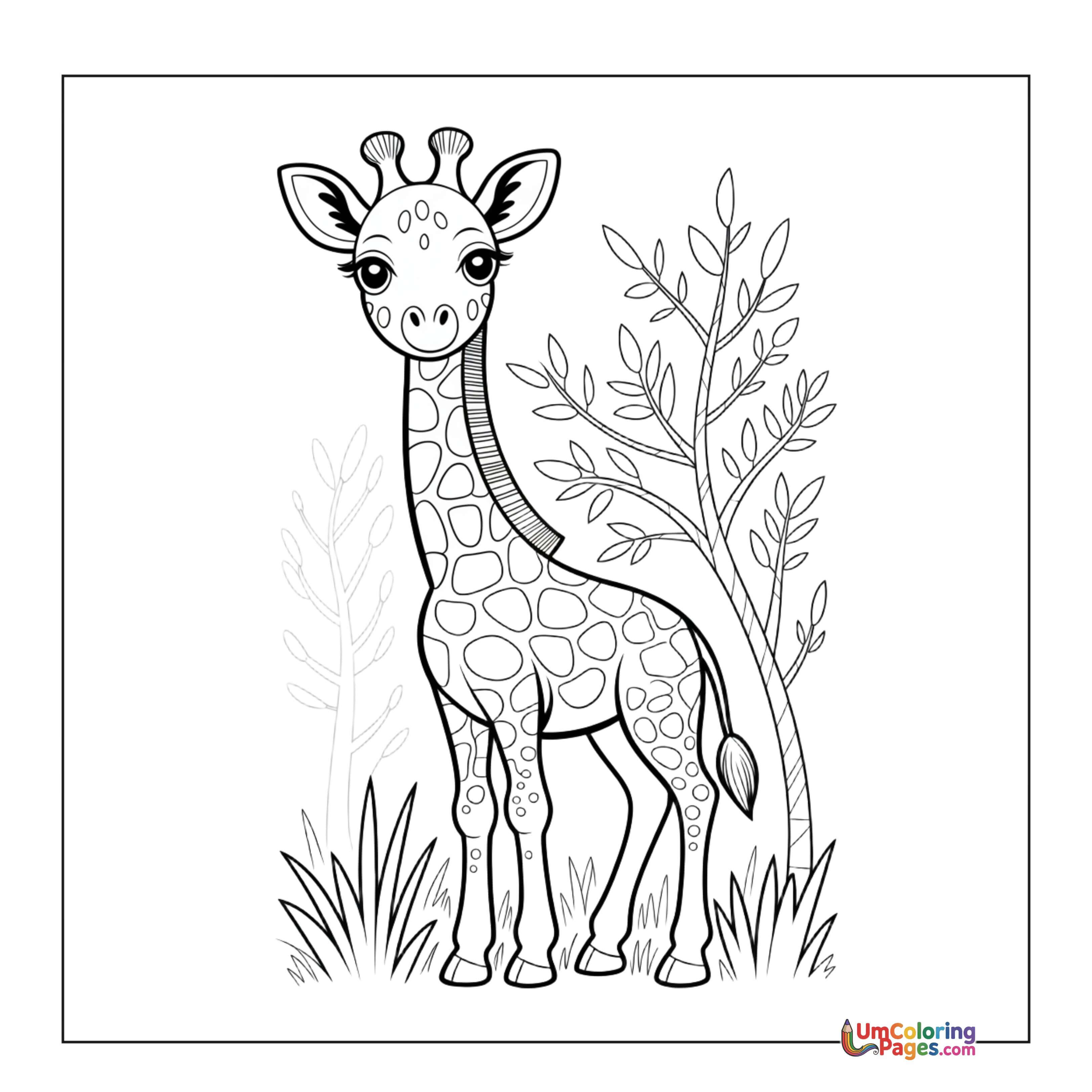 Giraffe coloring page 3 - free printable PDF