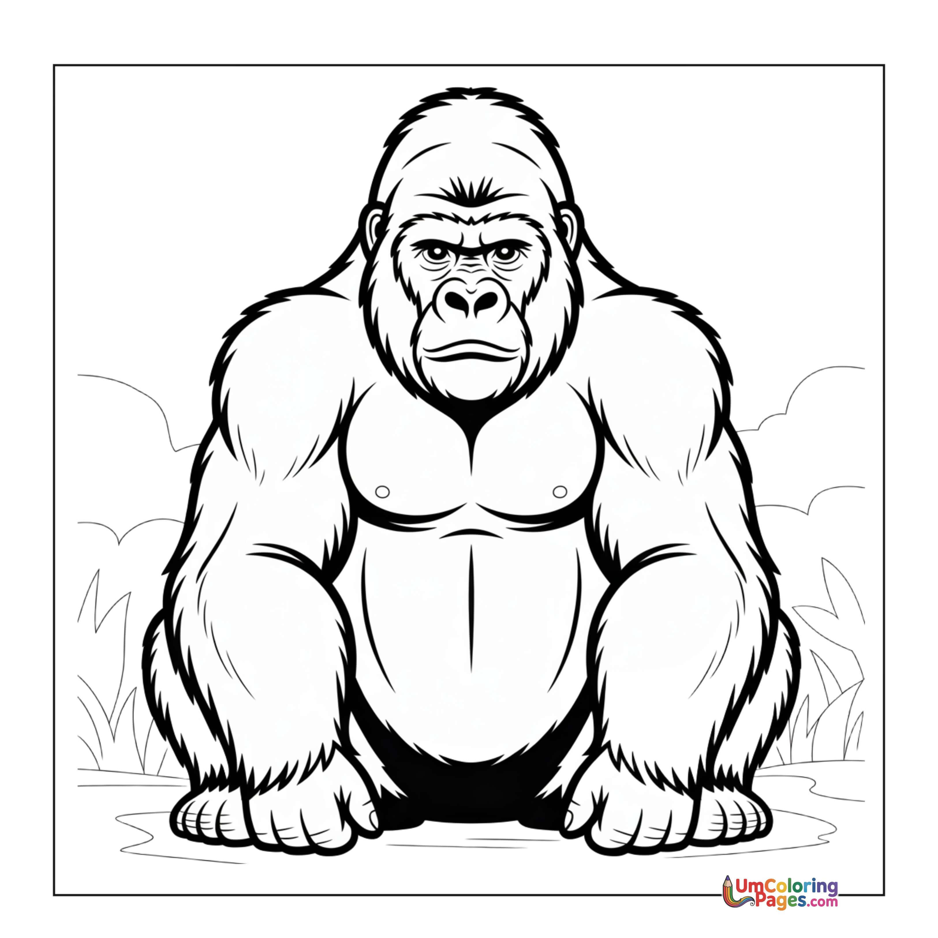 Gorilla coloring page 2 - free printable PDF