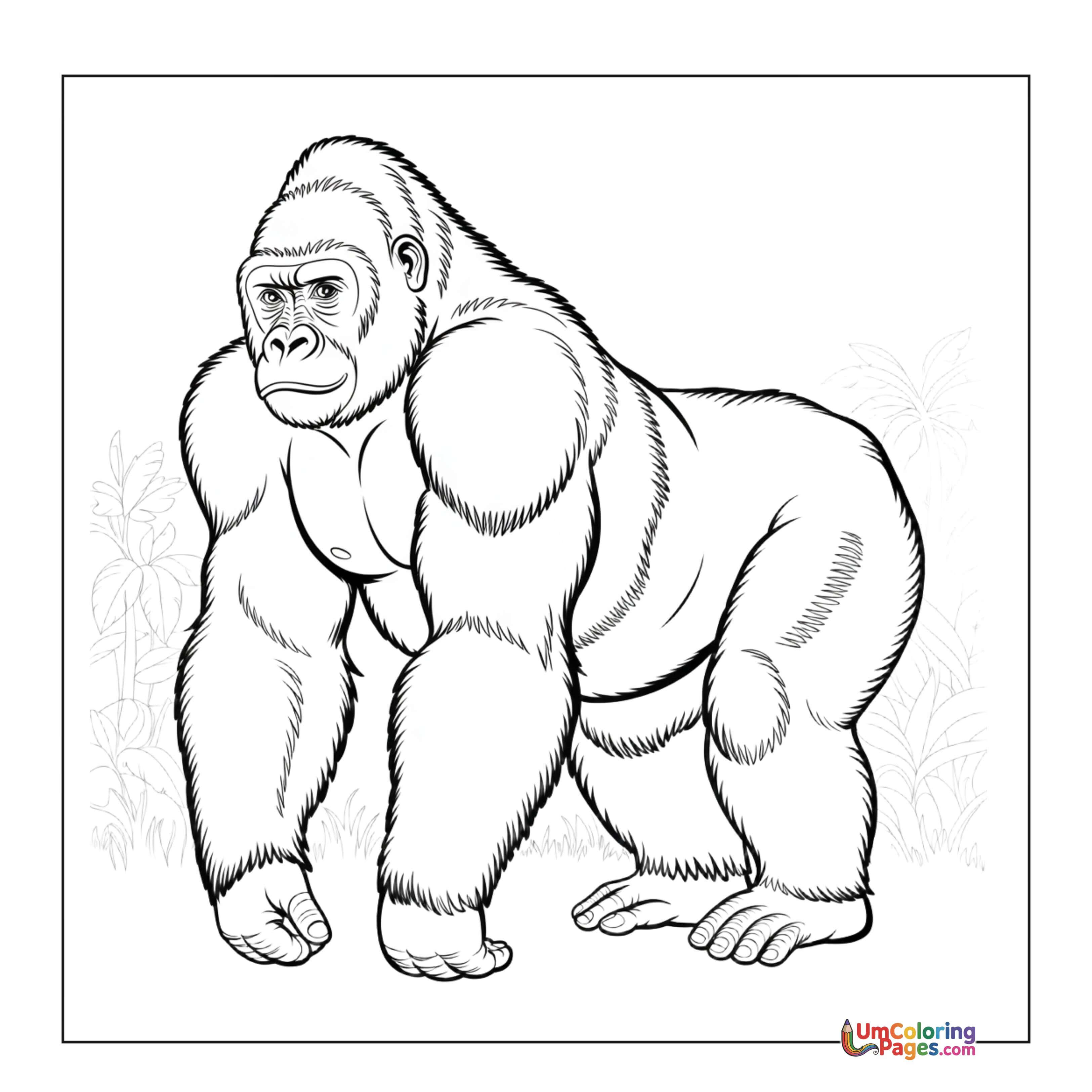 Gorilla coloring page 3 - free printable PDF