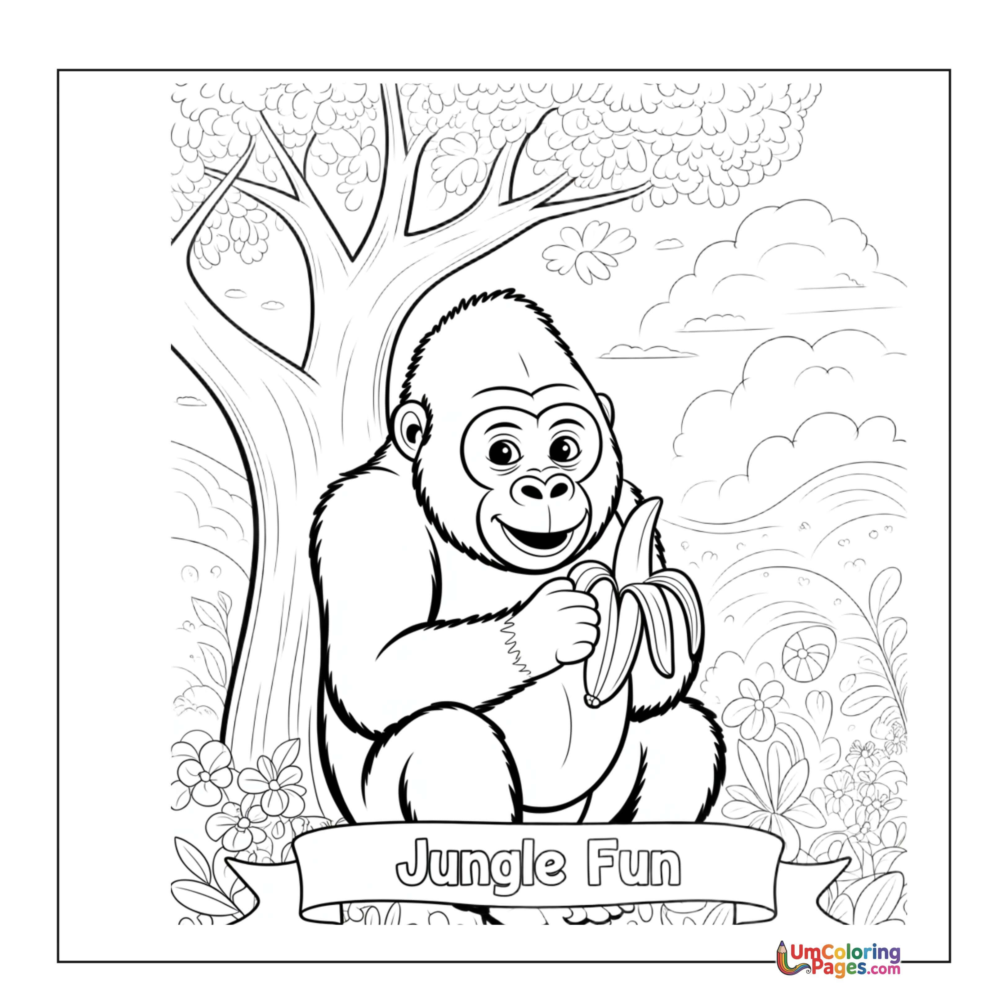 Gorilla coloring page 4 - free printable PDF