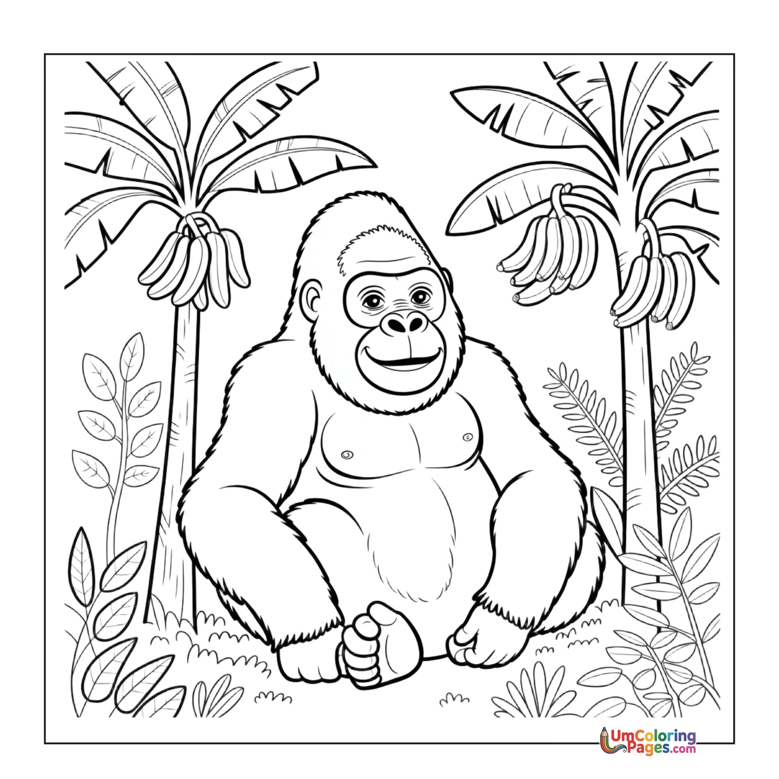 Gorilla coloring page 5 - free printable PDF
