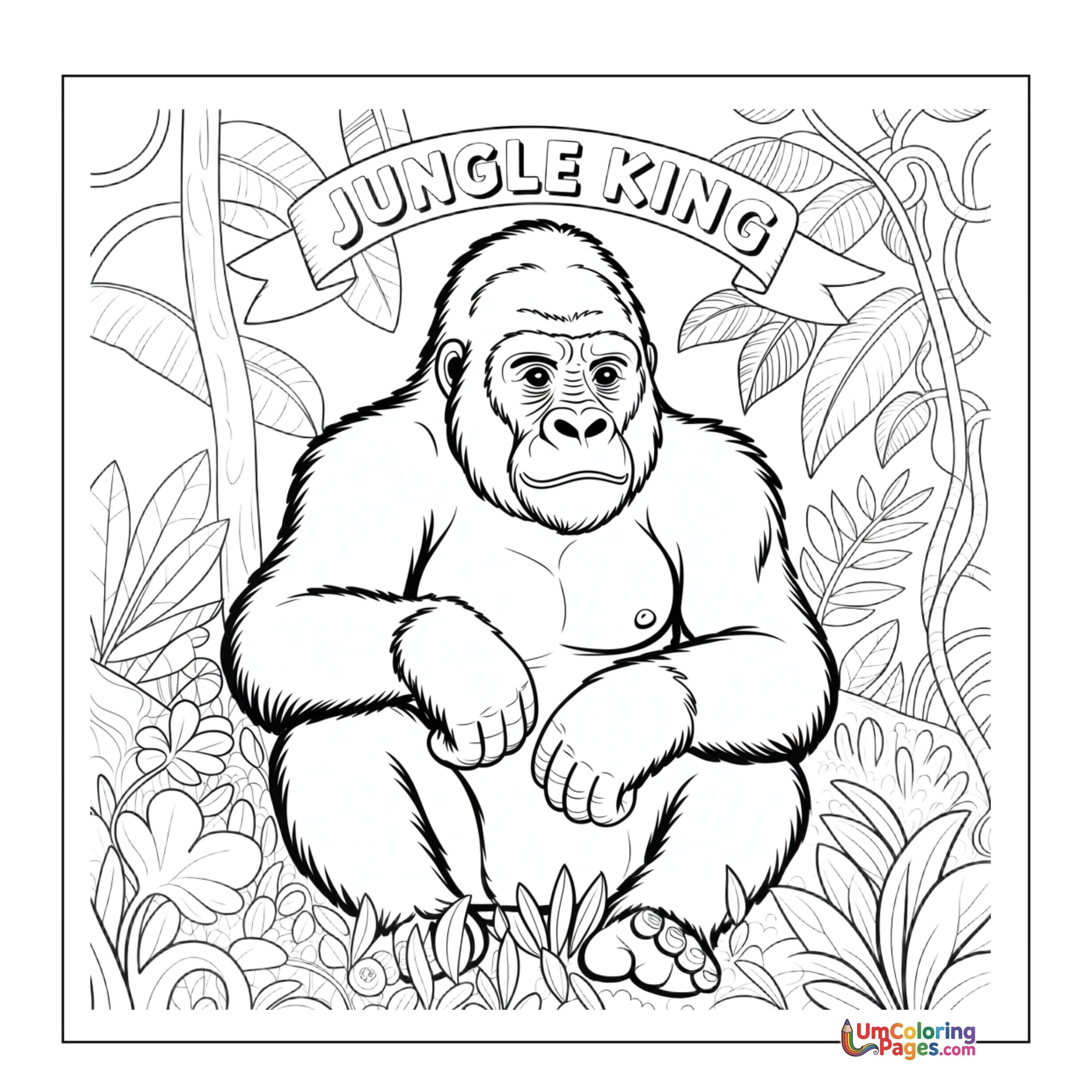 Gorilla coloring page 6 - free printable PDF