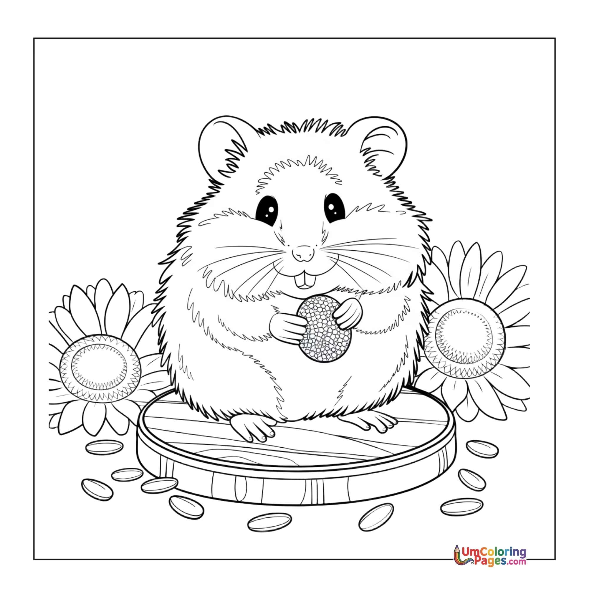Hamster coloring page 2 - free printable PDF
