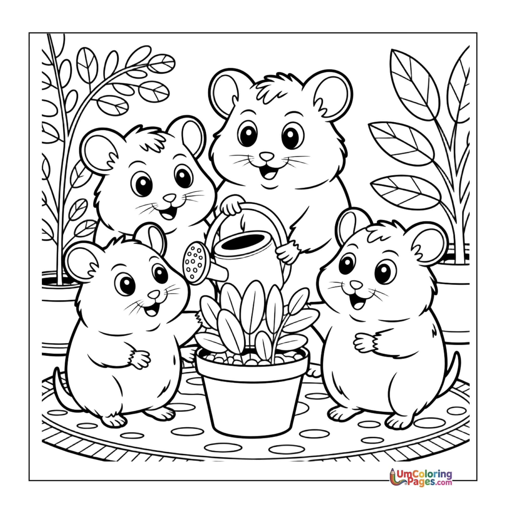 Hamster coloring page 3 - free printable PDF
