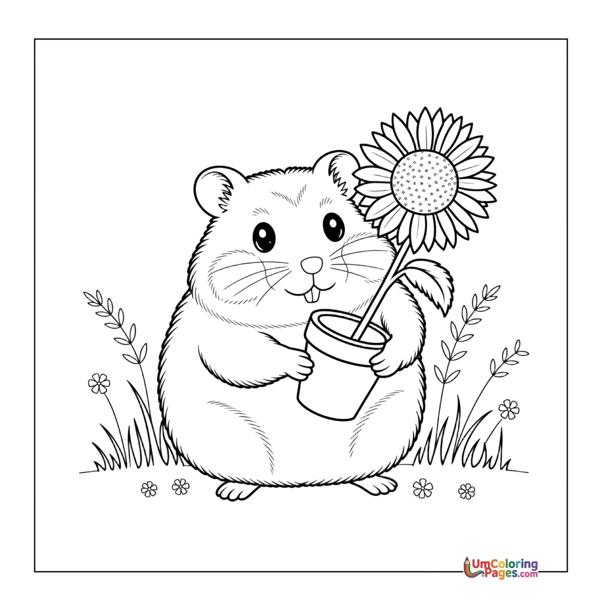 Hamster coloring page 6 - free printable PDF