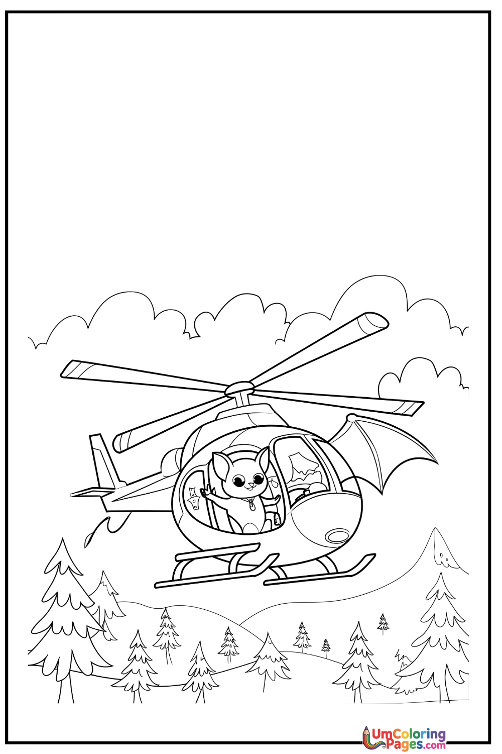 Helicopter coloring page - free printable PDF for kids