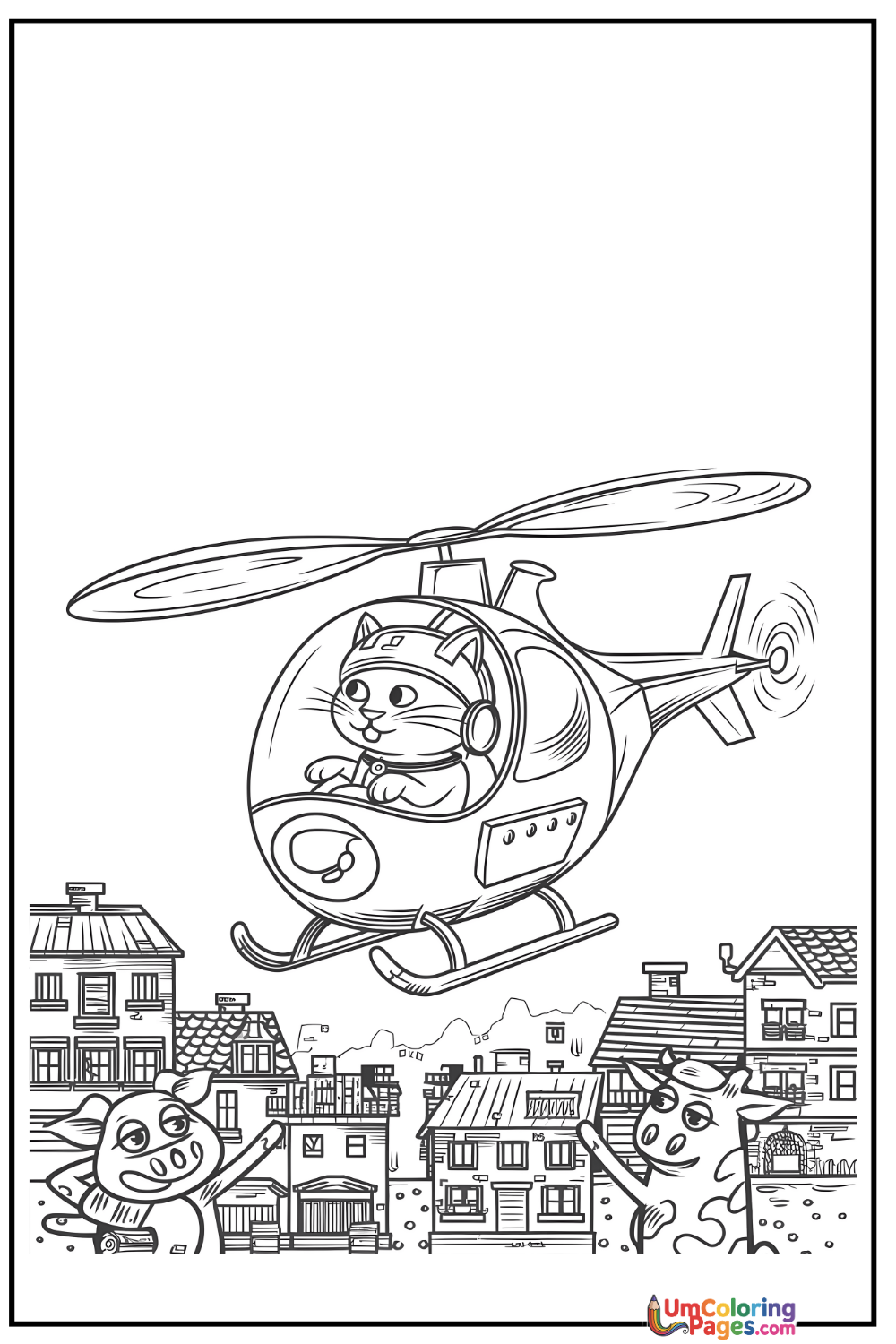 Helicopter coloring page 2 - free printable PDF