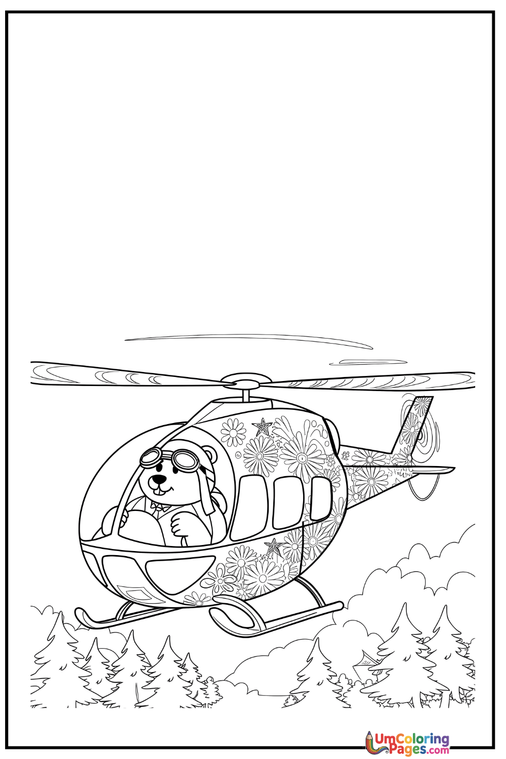 Helicopter coloring page 3 - free printable PDF
