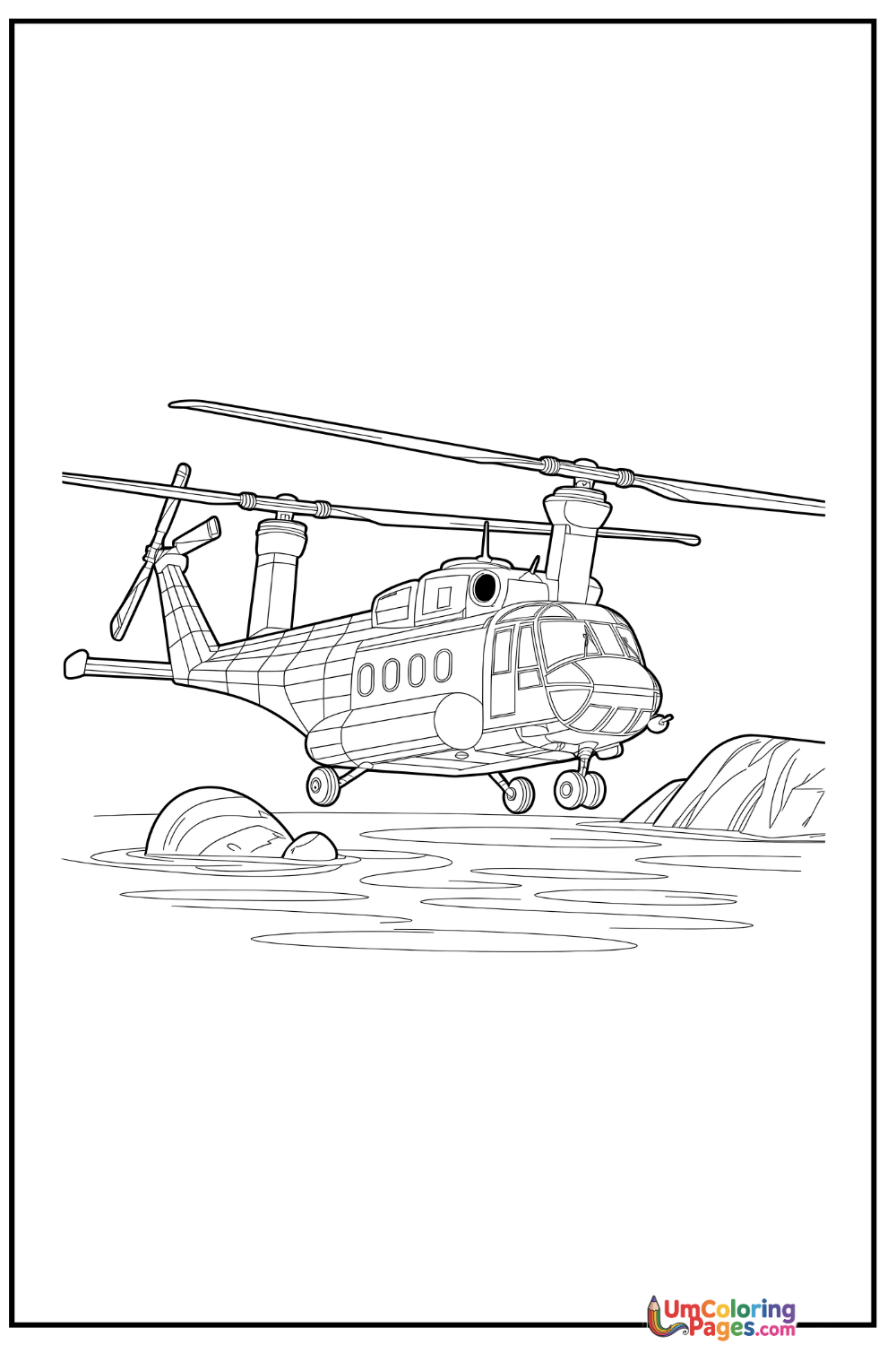 Helicopter coloring page 8 - free printable PDF