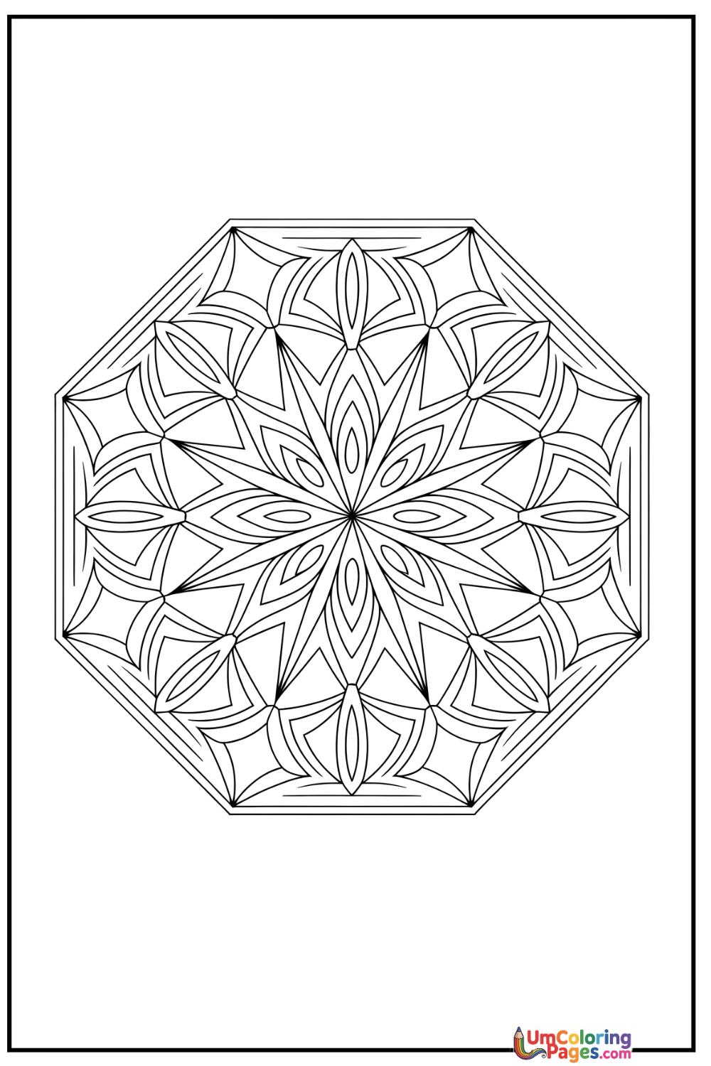 Hexagonal Mandala coloring page - free printable