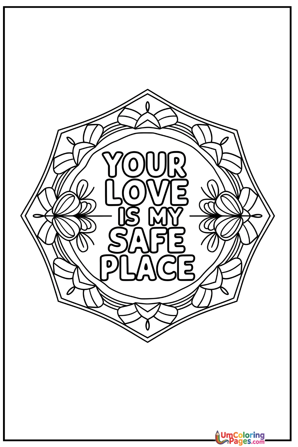 Hexagonal Mandala coloring page 2 - free printable PDF
