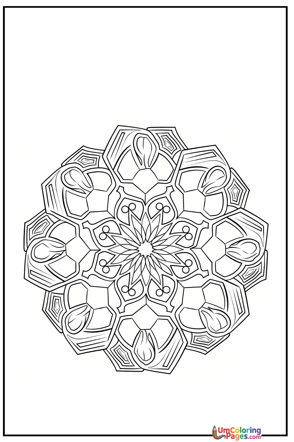 Hexagonal Mandala coloring page 4 - free printable PDF