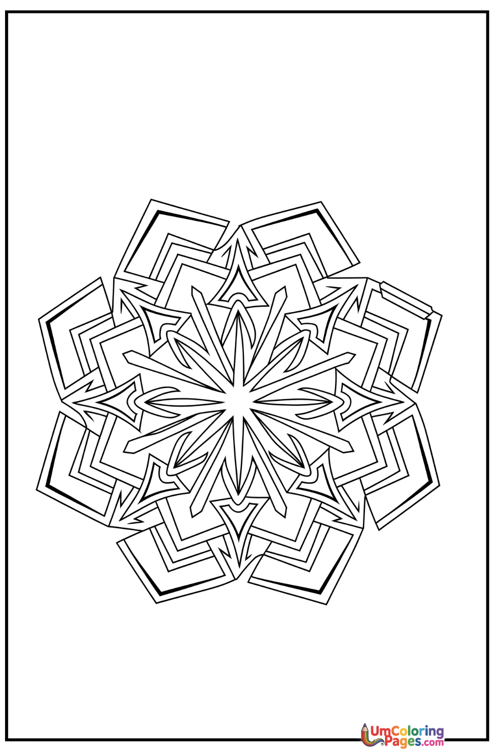 Hexagonal Mandala coloring page 7 - free printable PDF