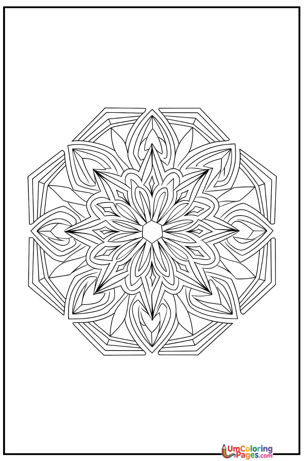 Hexagonal Mandala coloring page 8 - free printable PDF