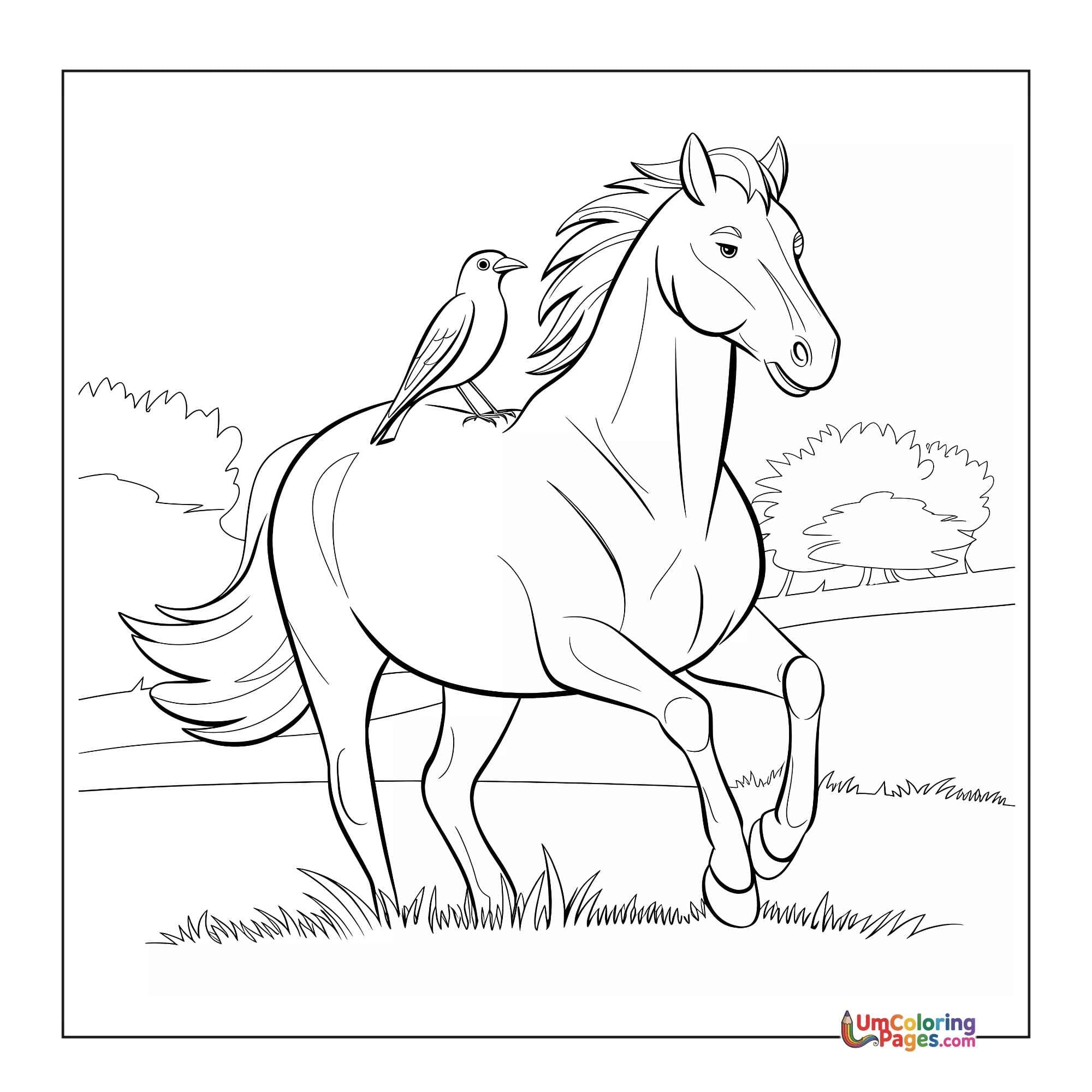Horse coloring page 2 - free printable PDF