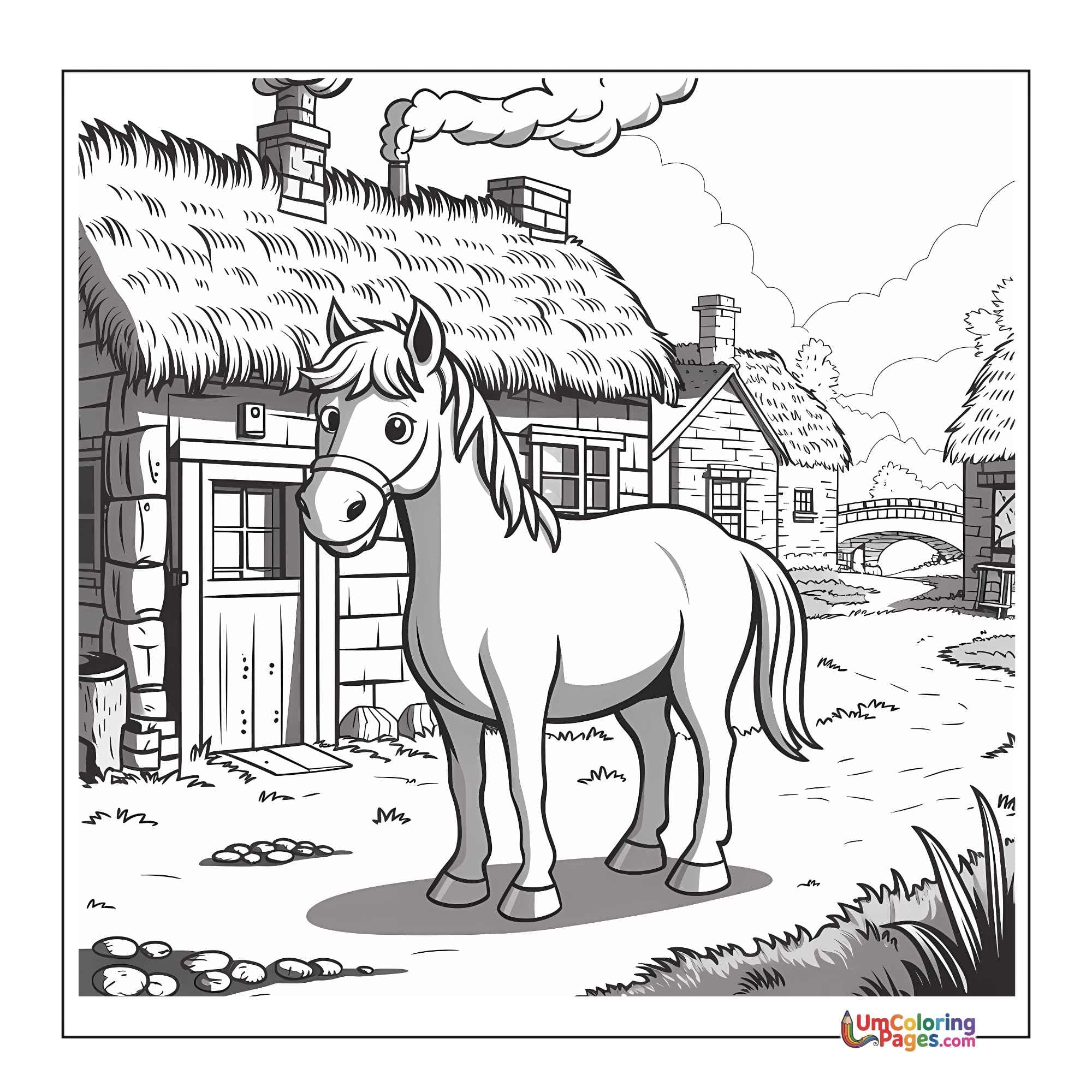 Horse coloring page 3 - free printable PDF