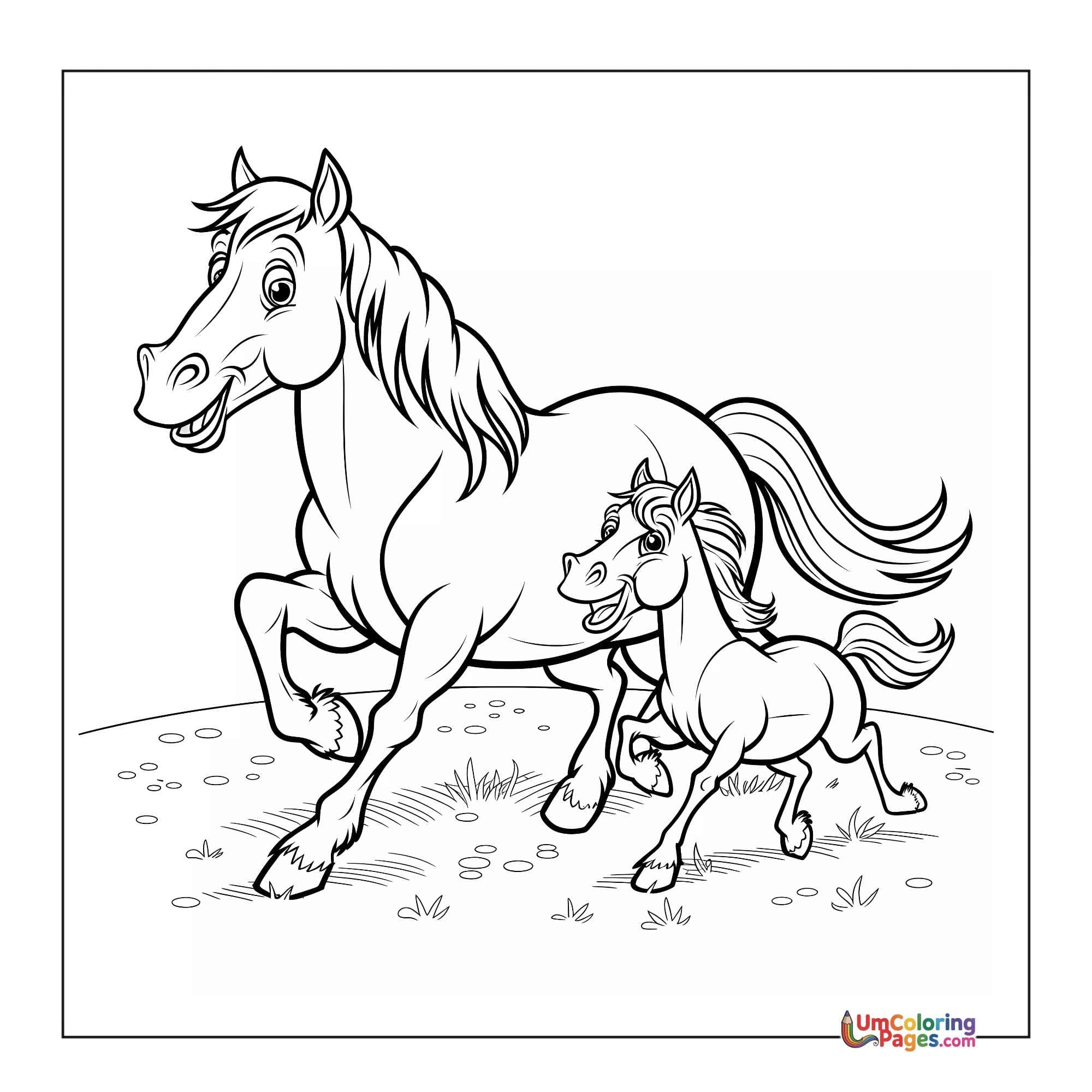 Horse coloring page 4 - free printable PDF