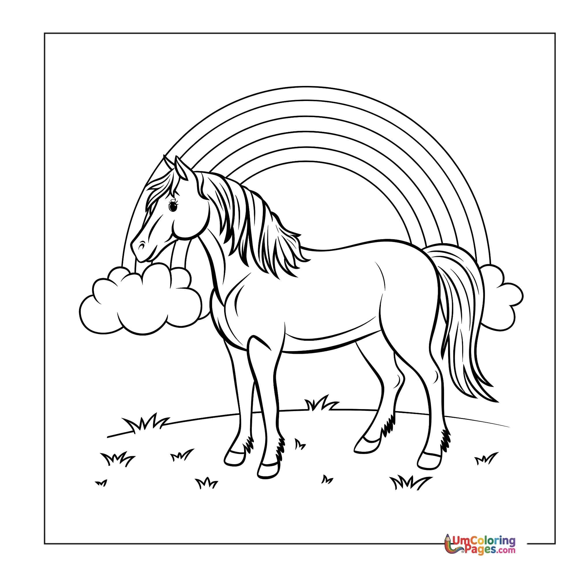 Horse coloring page 5 - free printable PDF